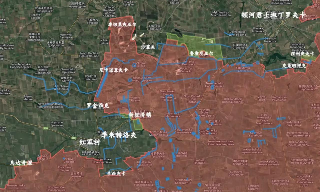 俄军继续收紧对顿河康斯坦丁诺夫卡的包围，在鲁希尼亚尔以北占领了大片地盘，并且在顿
