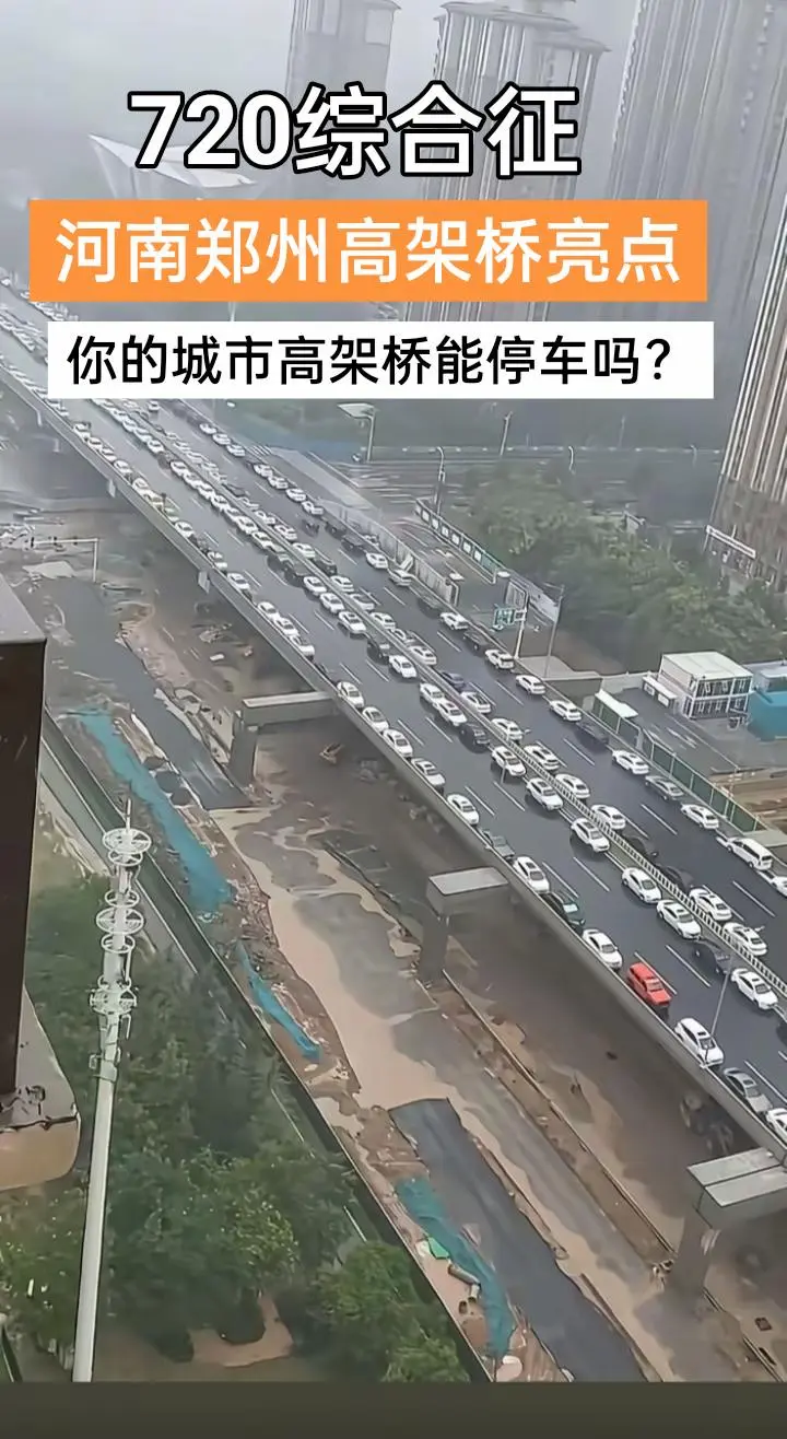 河南720综合征，每逢大雨高架桥都会停满车辆，而且不会贴条，人性化的都市谁能不爱