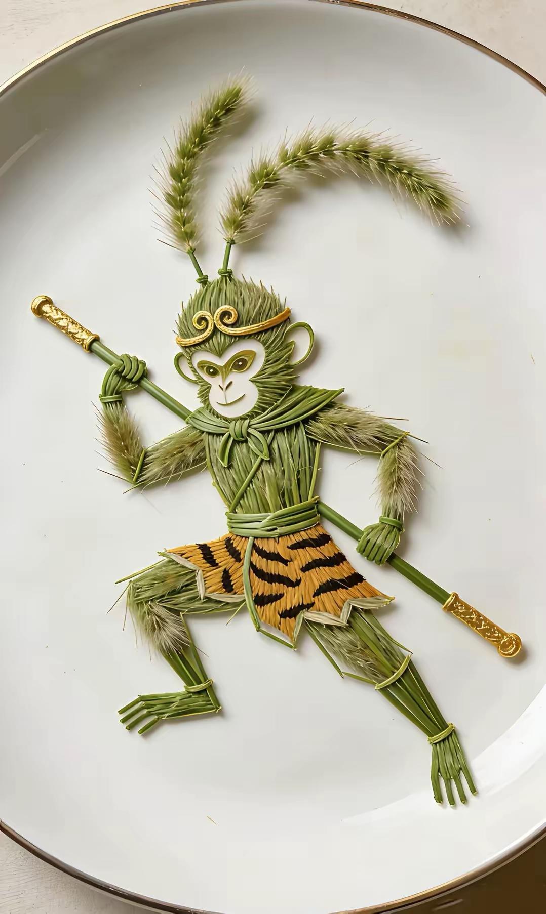 手工竹编人物，栩栩如生，细节精致！