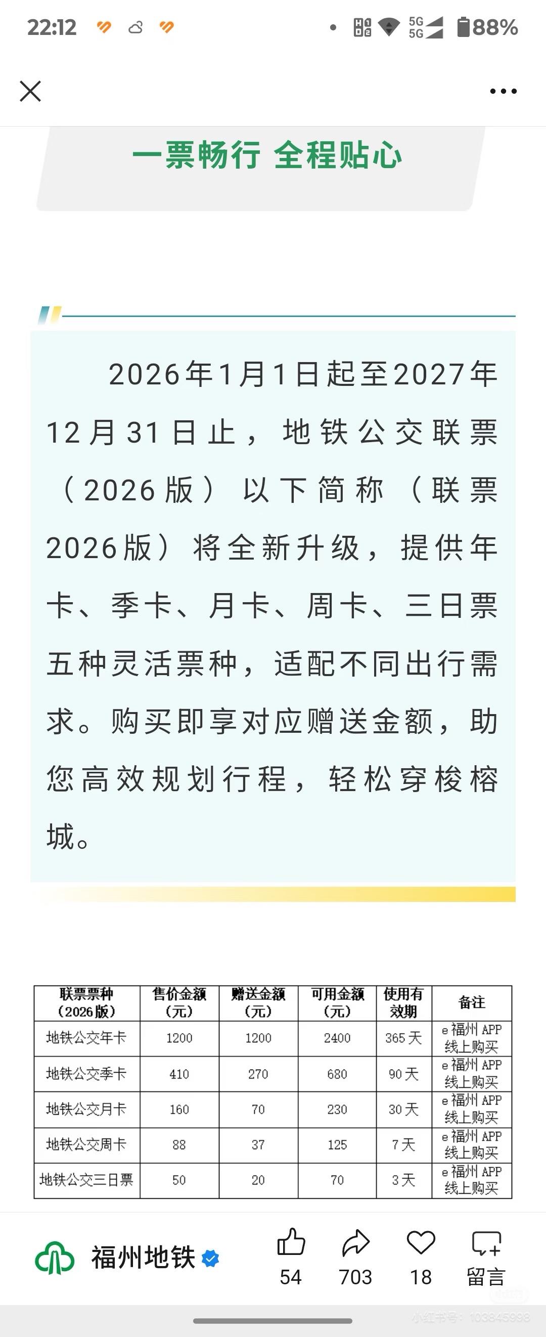 注意啦！福州地铁即将推出全新的地铁公交联票（2026版）并同步上线地铁累积优惠！