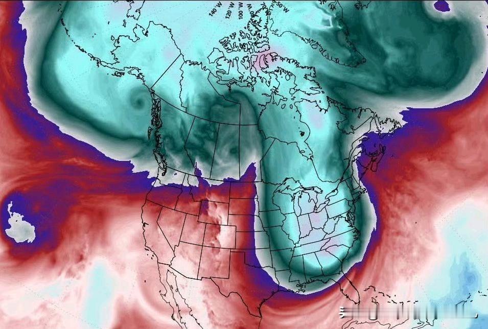 美国这波寒潮大举南下，一看就很难熬，而且这寒潮形状怎么这么糟糕?这寒潮真是北