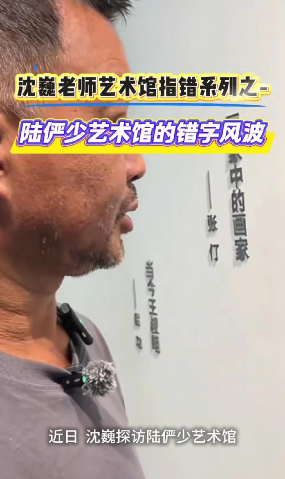近日，流浪大师沈巍指出陆俨少艺术馆里面的错别字，“履薄临深”还是“履薄临探”？