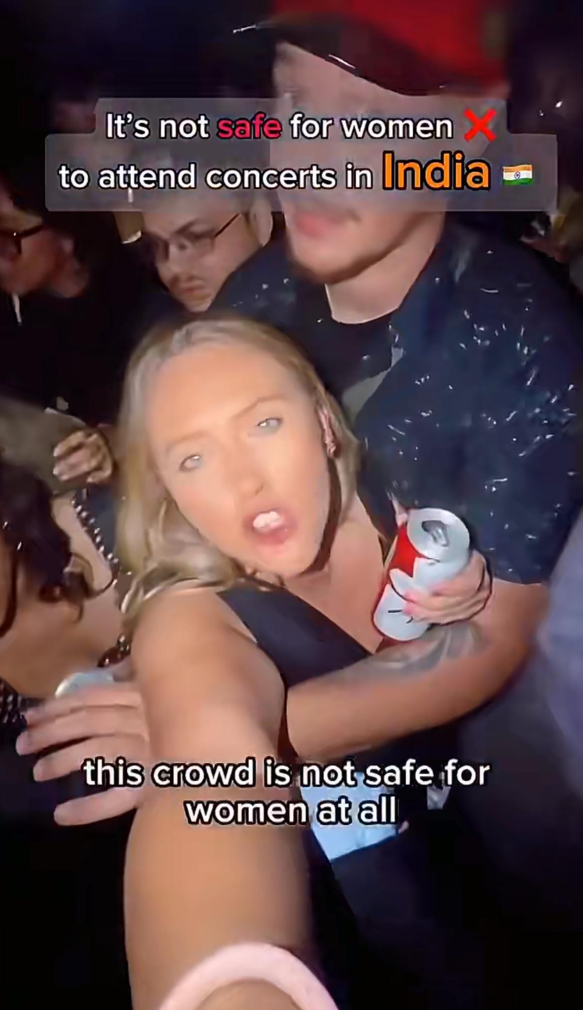 英国女子在印度阿萨姆邦古瓦哈蒂演唱会中，她和朋友们被印度人围堵和猥亵，即使她的朋
