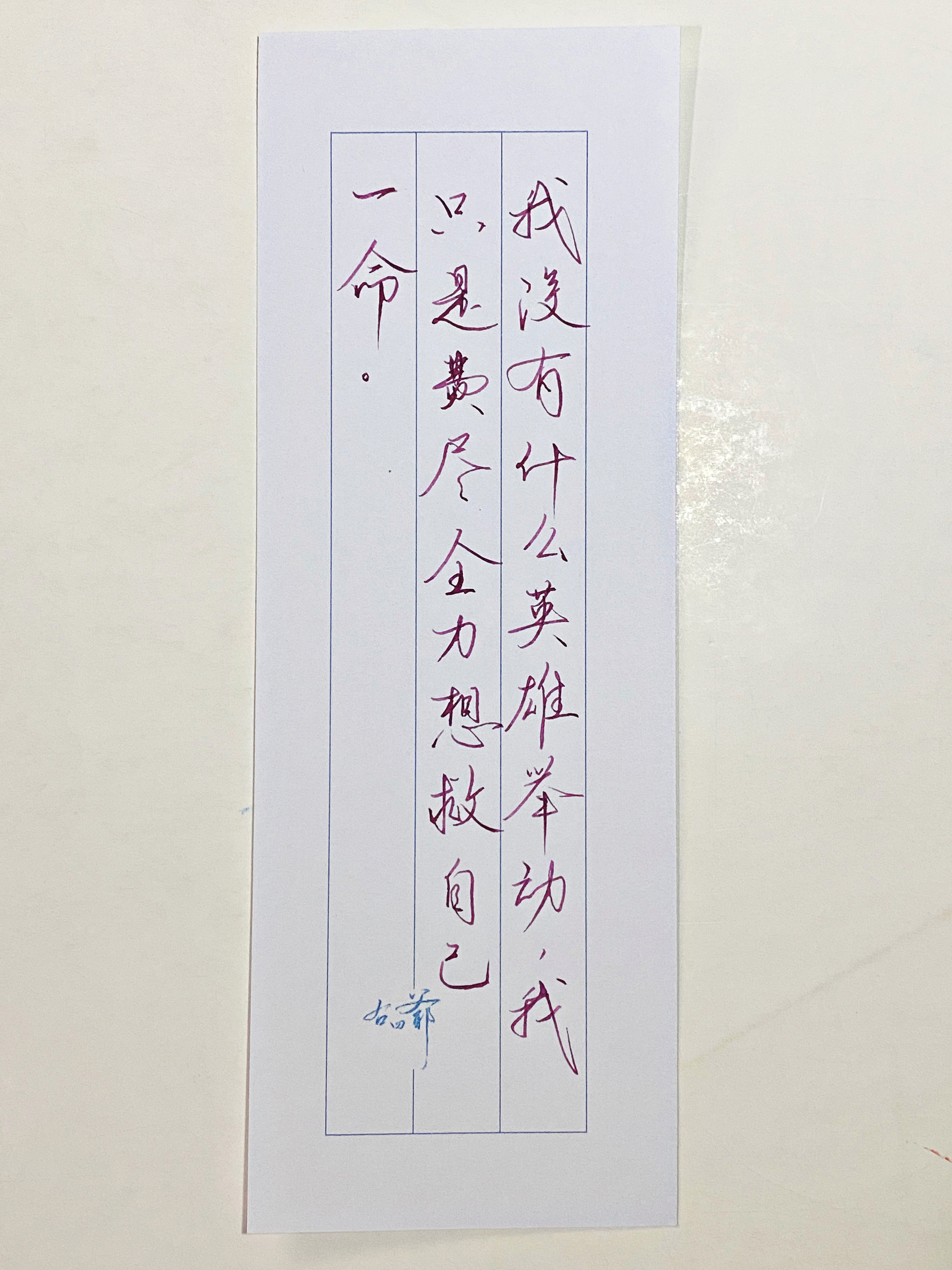练字我没有什么英雄举动