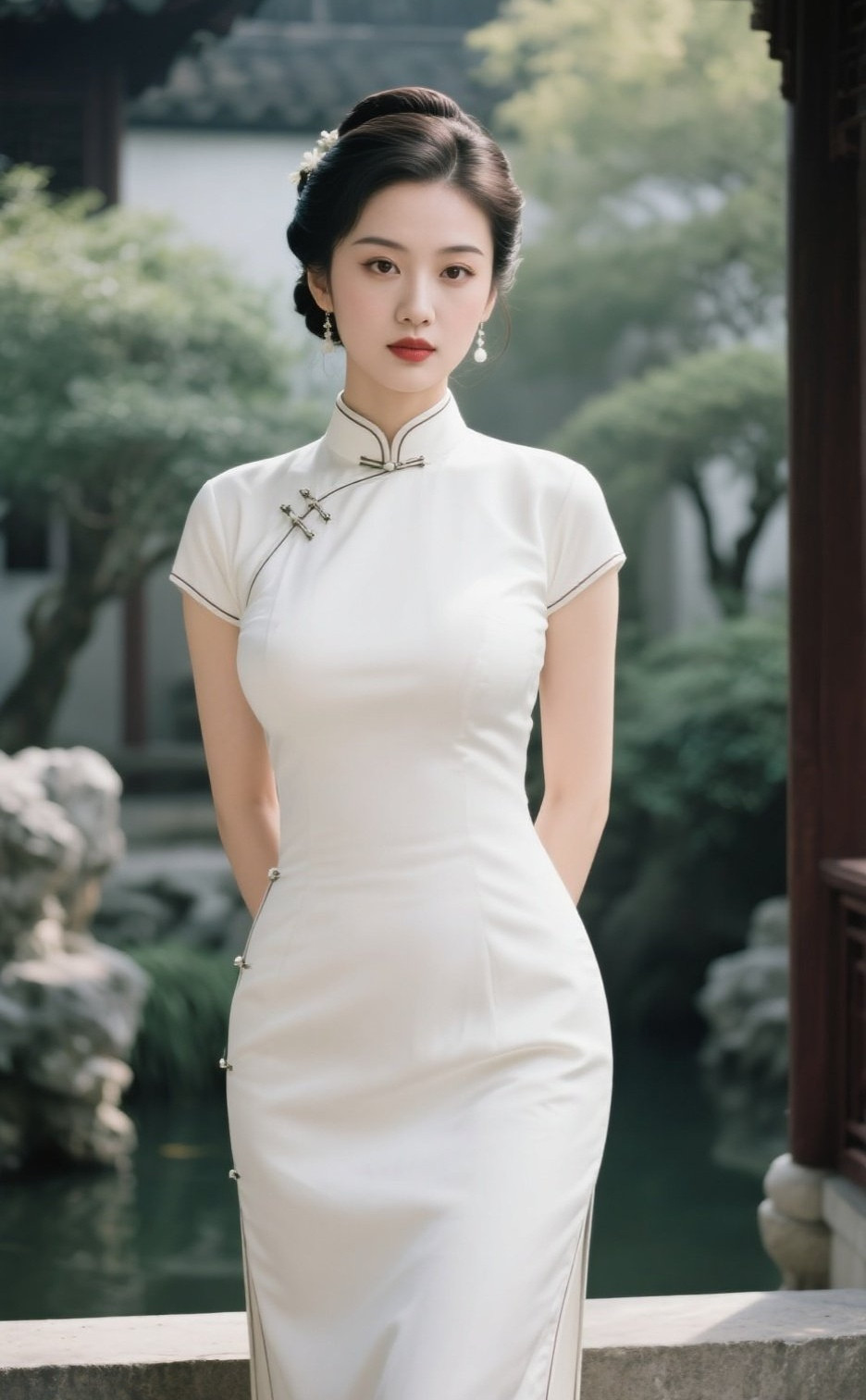 娇俏少妇旗袍摇曳，古风今韵相映生辉