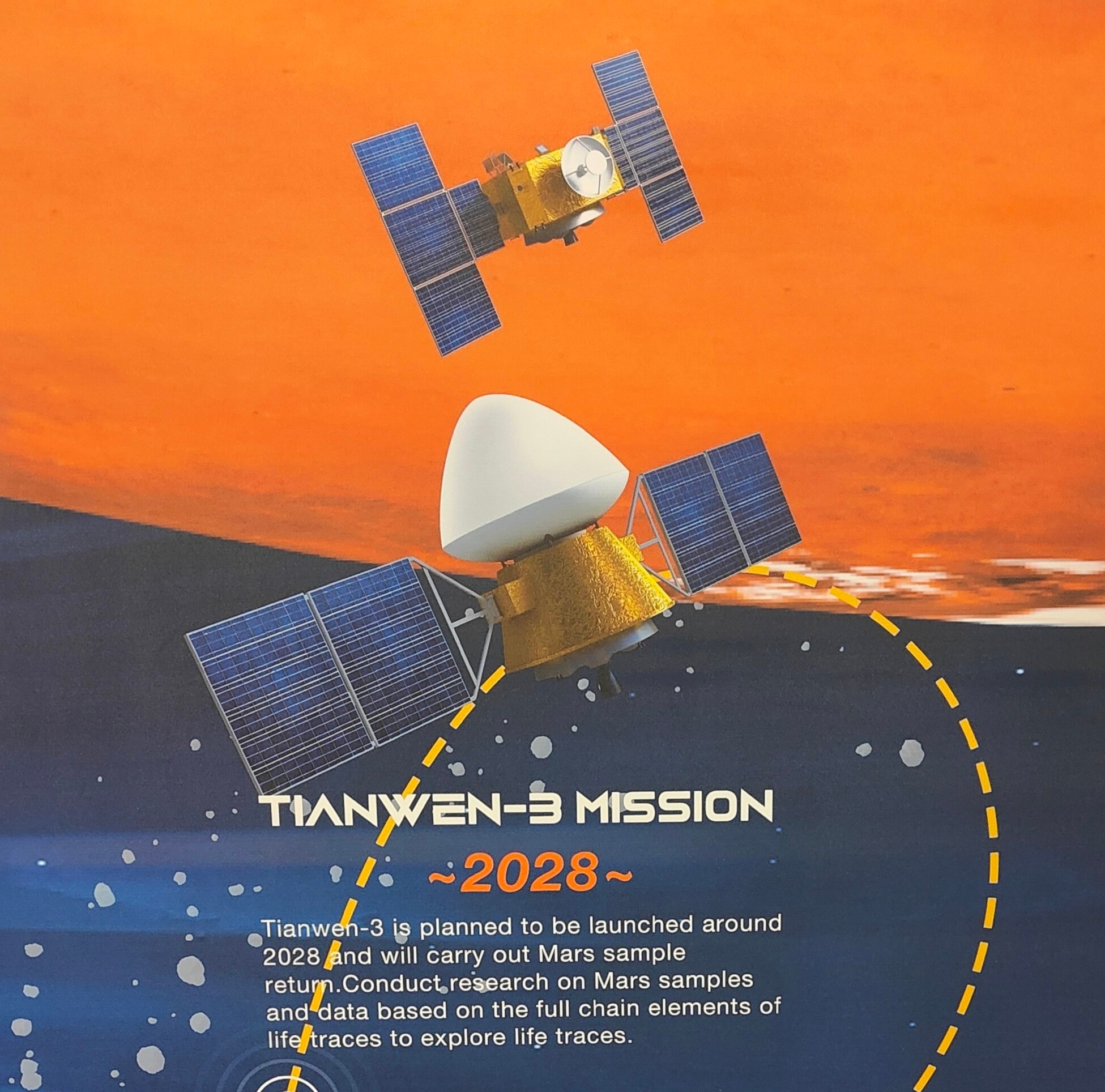 天问三号和天问四号示意图——天问三号计划2028年发射，将对火星进行采样返回。