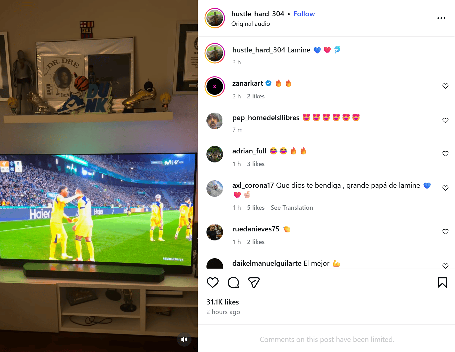 亚马尔开场闪击, 亲爹语出惊人: 儿子你给我踢兴奋了