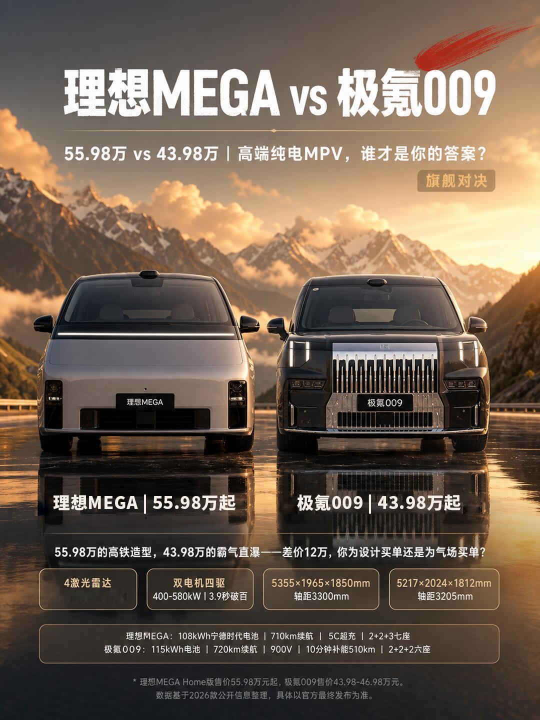 理想MEGA对比极氪009，足足12万的差价，到底差在哪，很多人纠结很久。两台车完全是两种思路，ME
