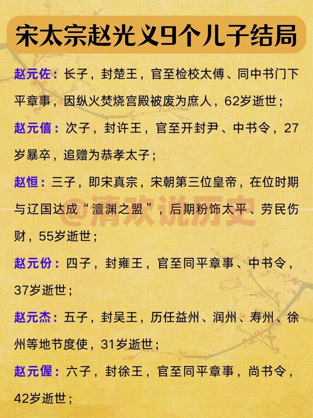 赵光义9个儿子结局‼️长子赵元佐尤为可惜
