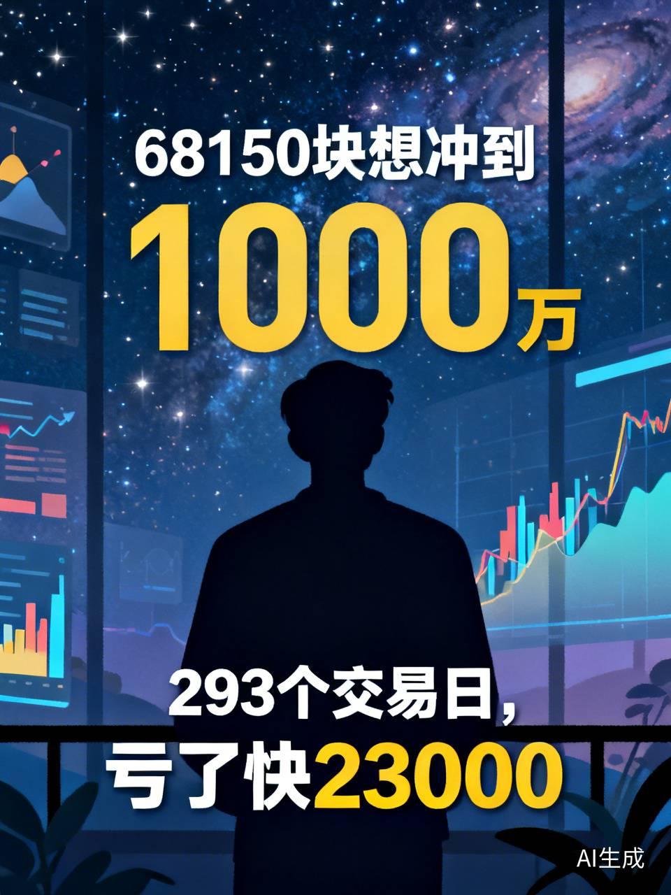 6.8万想冲到1000万，说实话，这不是炒股，这是拿命在赌一个梦。休市才过半，我