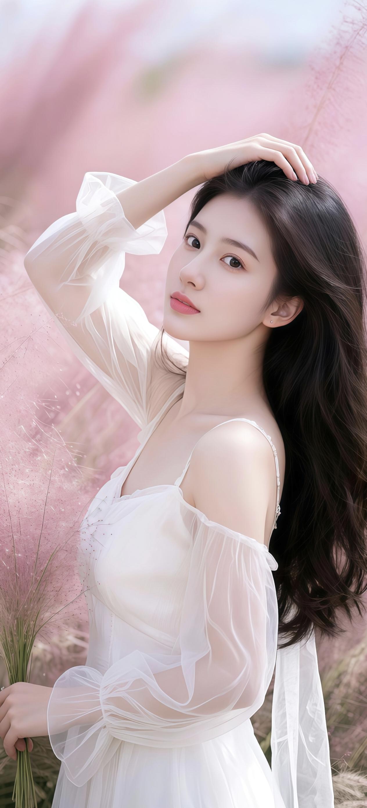 天生丽质自清华，不假铅华也自嘉。眉若远山含晓黛，目如秋水映朝霞。凝脂胜雪