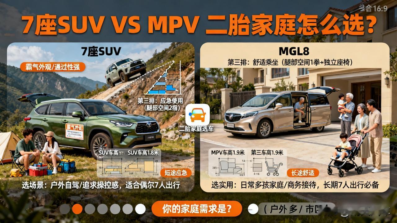 7座SUV和MPV到底怎么选？二胎家庭别纠结了！要通过性好、样子霸气，选7座