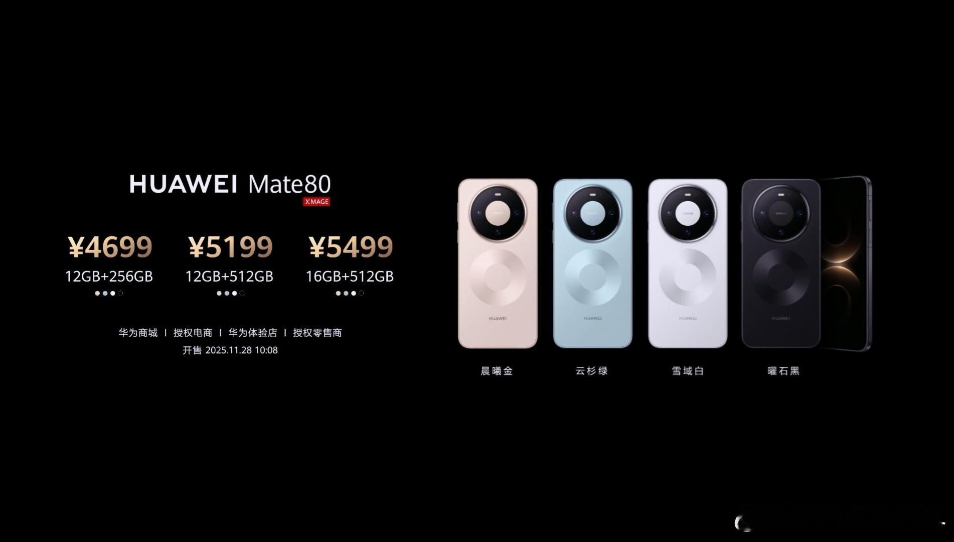 Mate80系列比上一代Mate70系列，整体没涨价，标准版还便宜了300元。而