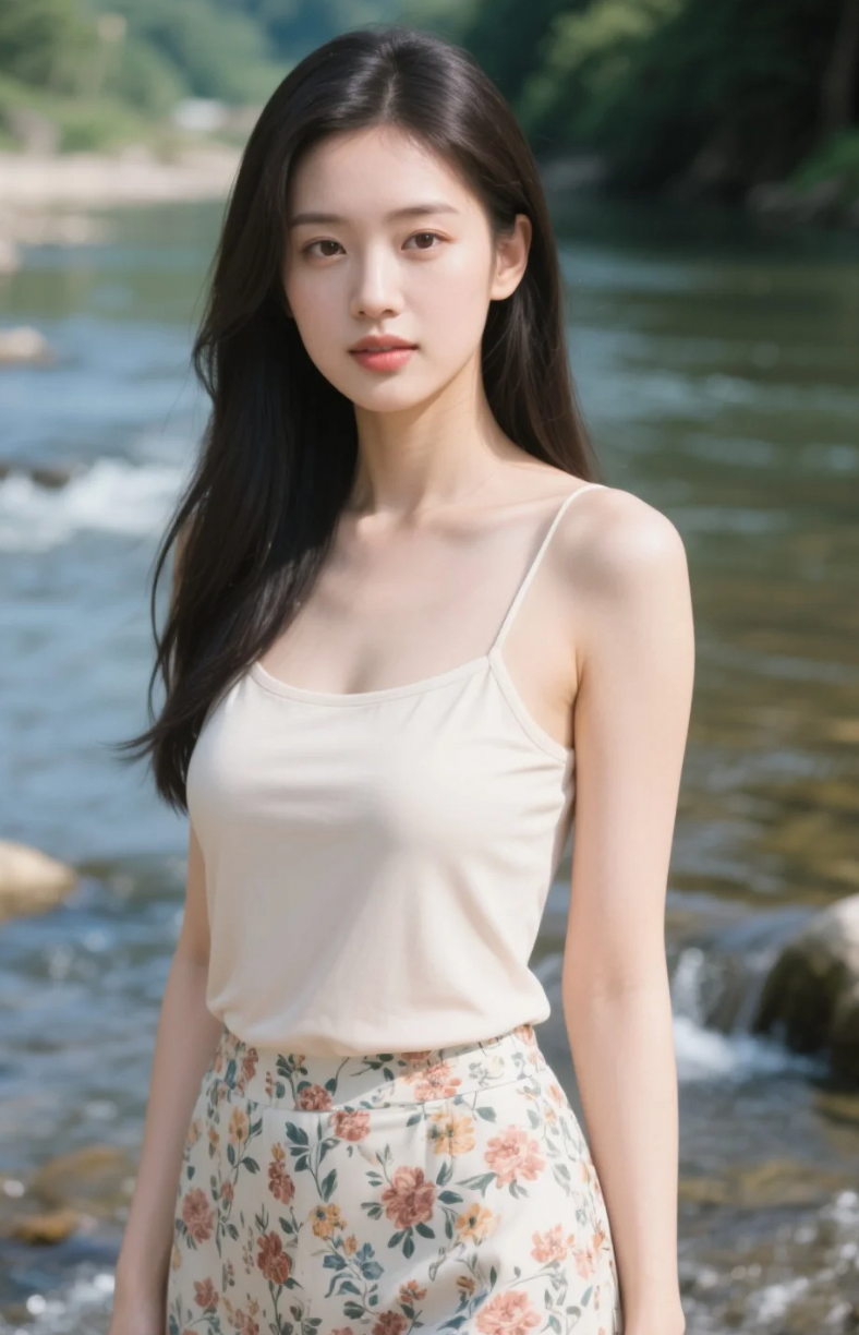 长发随风飘，裙摆轻轻荡，心动在瞬间