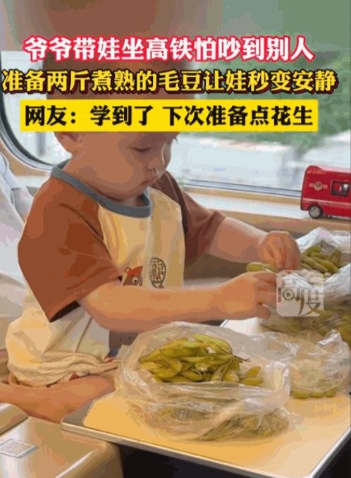“人怎么可以聪明到这种地步！”湖北，一位爷爷带着孙子乘坐高铁，因为怕孙子在路上哭