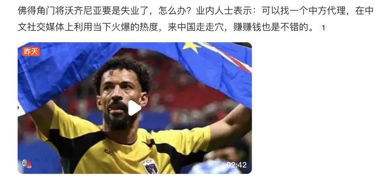 佛得角门将沃齐尼亚要是失业了，怎么办？看到这个，感觉媒体的亲爹就是佛得角。自己