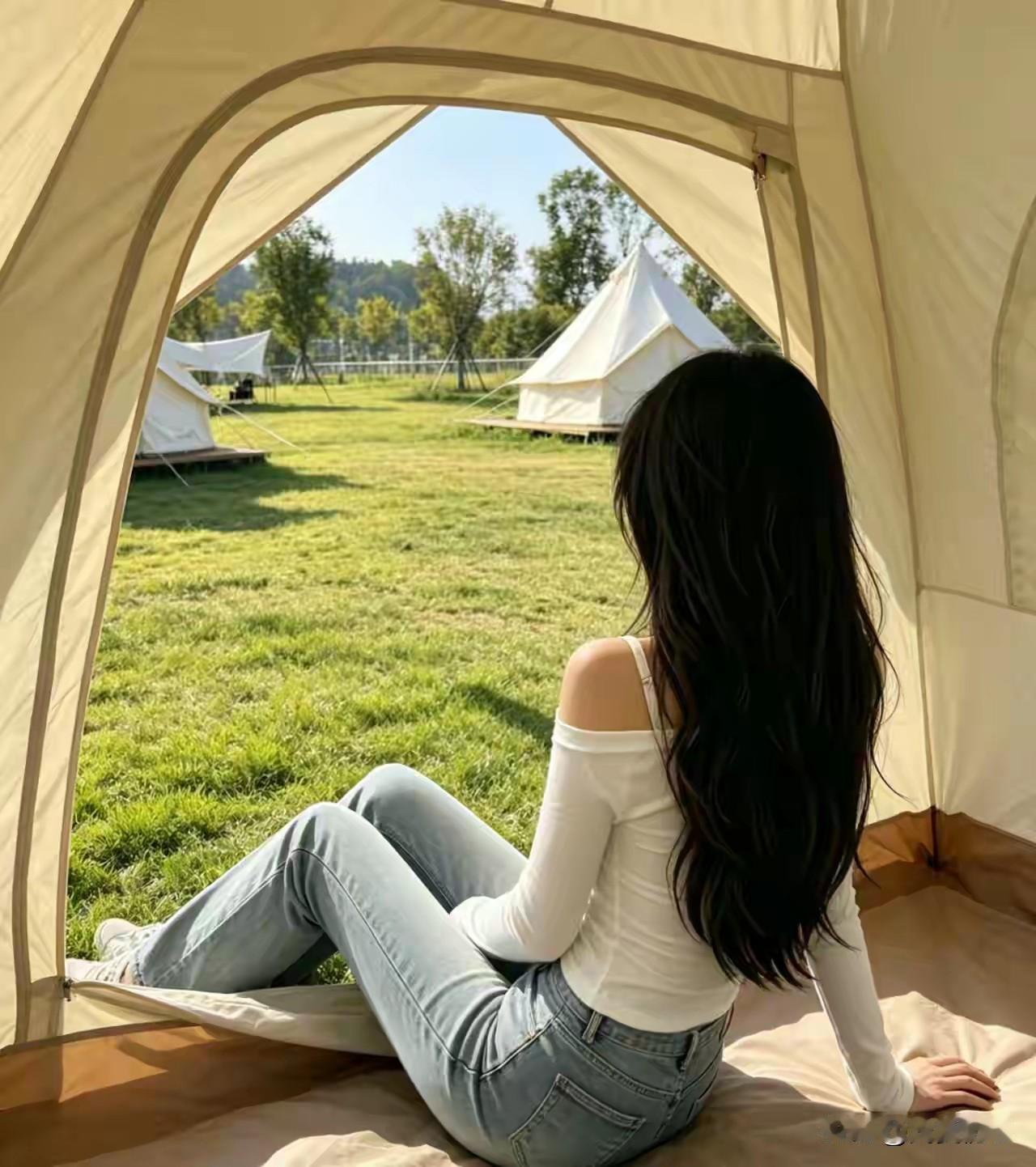 阳光洒进帐篷，露营的美好时光