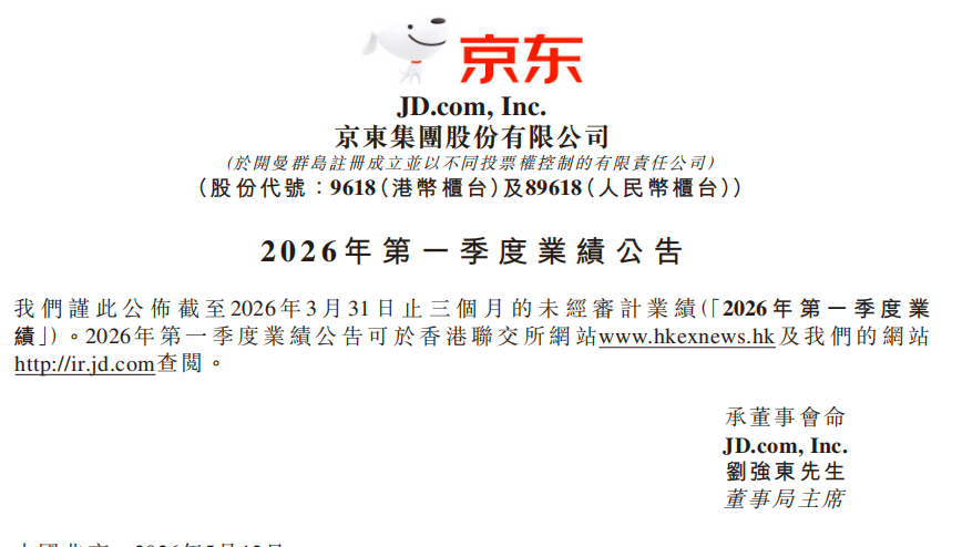 2026年一季度京东体系研发投入同比增长59%