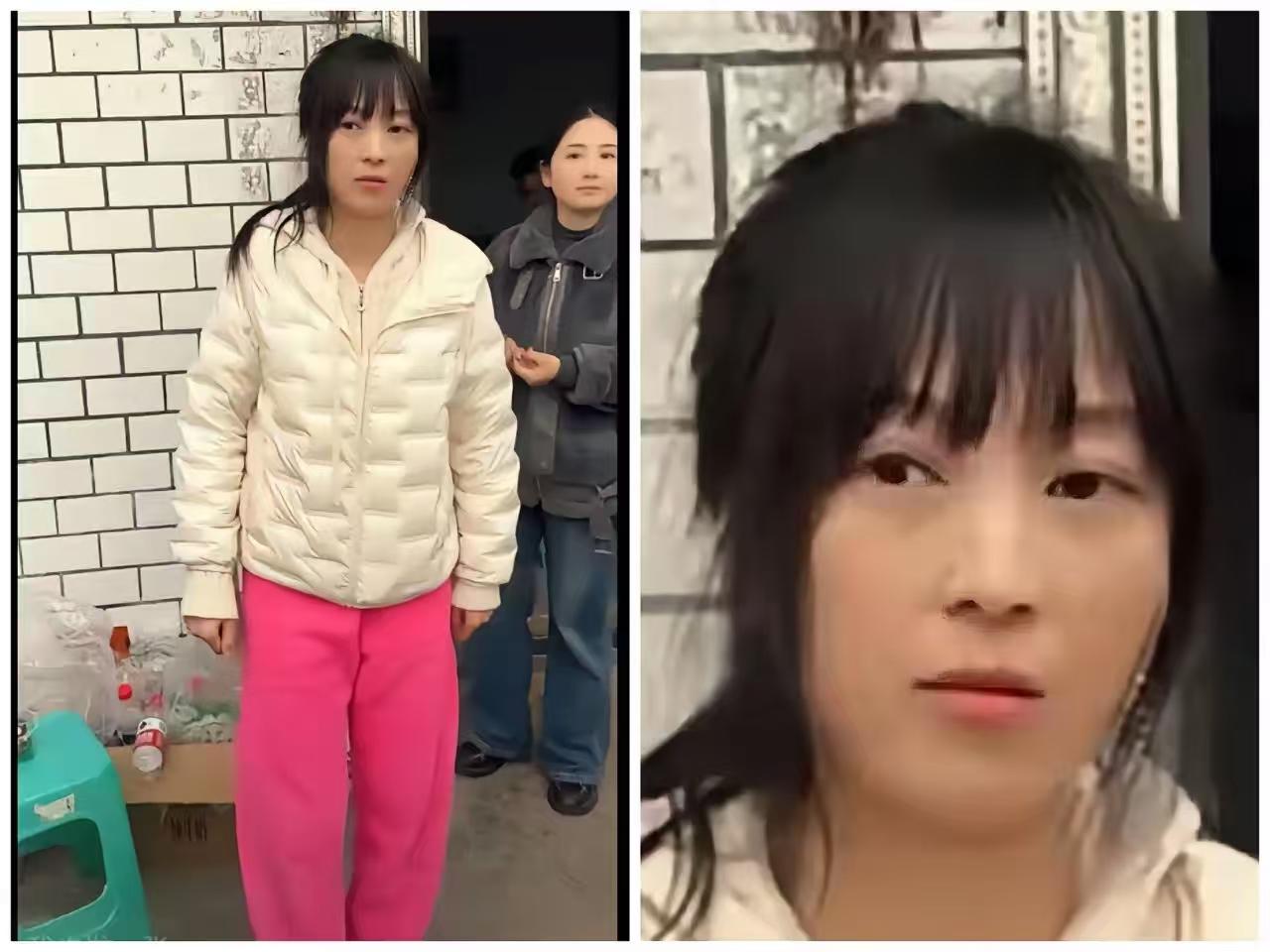 重庆女孩呆呆的面相，她装的，需要装，这是她的战术需要，她挺机灵的女孩，也想做成点