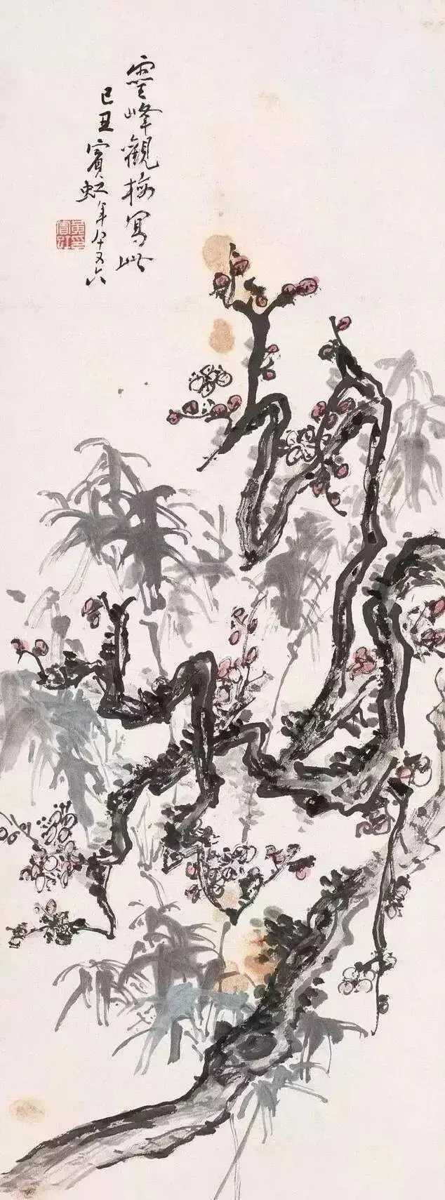 黄宾虹画梅，苍老如铁。黄宾虹的梅花作品，虽不如其山水画那样广为人知，却独具风貌，