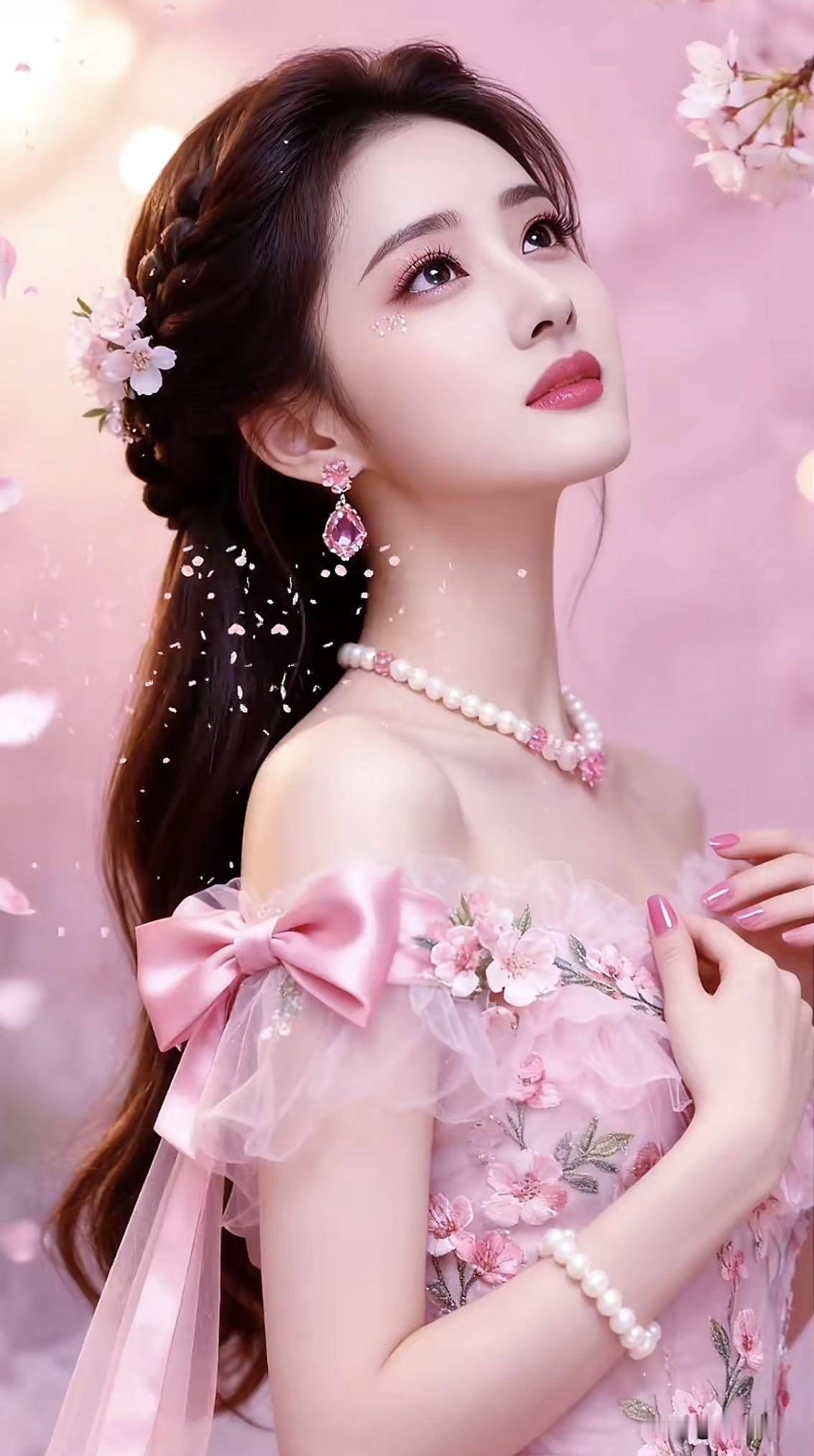 梦幻粉嫩少女风，花海中的仙子花海少女感花海少女照紫色花海少女花海少女照紫