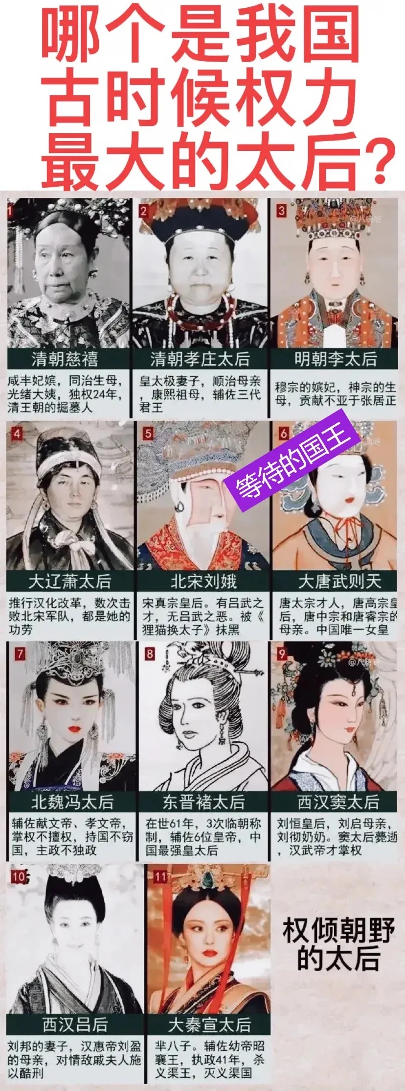 哪一个是古代权力最大的太后？