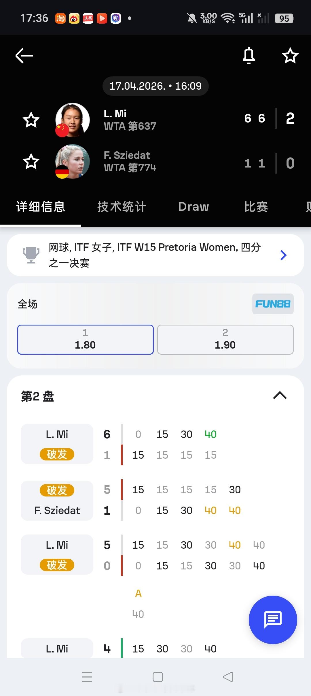 小花小草资讯小花小草资讯小花小草资讯【🇿🇦比勒陀利亚W15】女单四分之一决