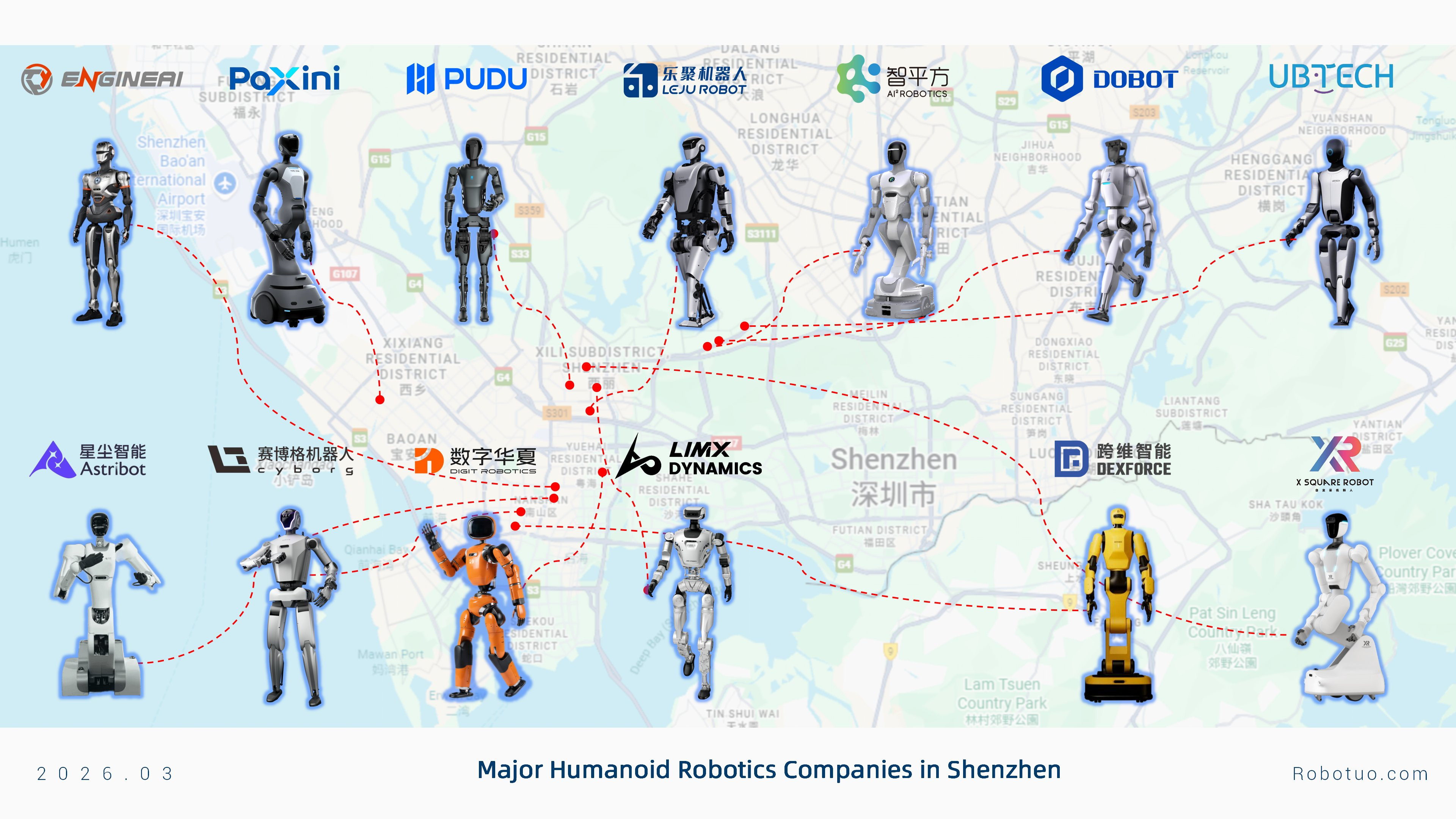 🔻深圳的人形机器人企业分布图。🔻viarobotuo.com人工智能机器人