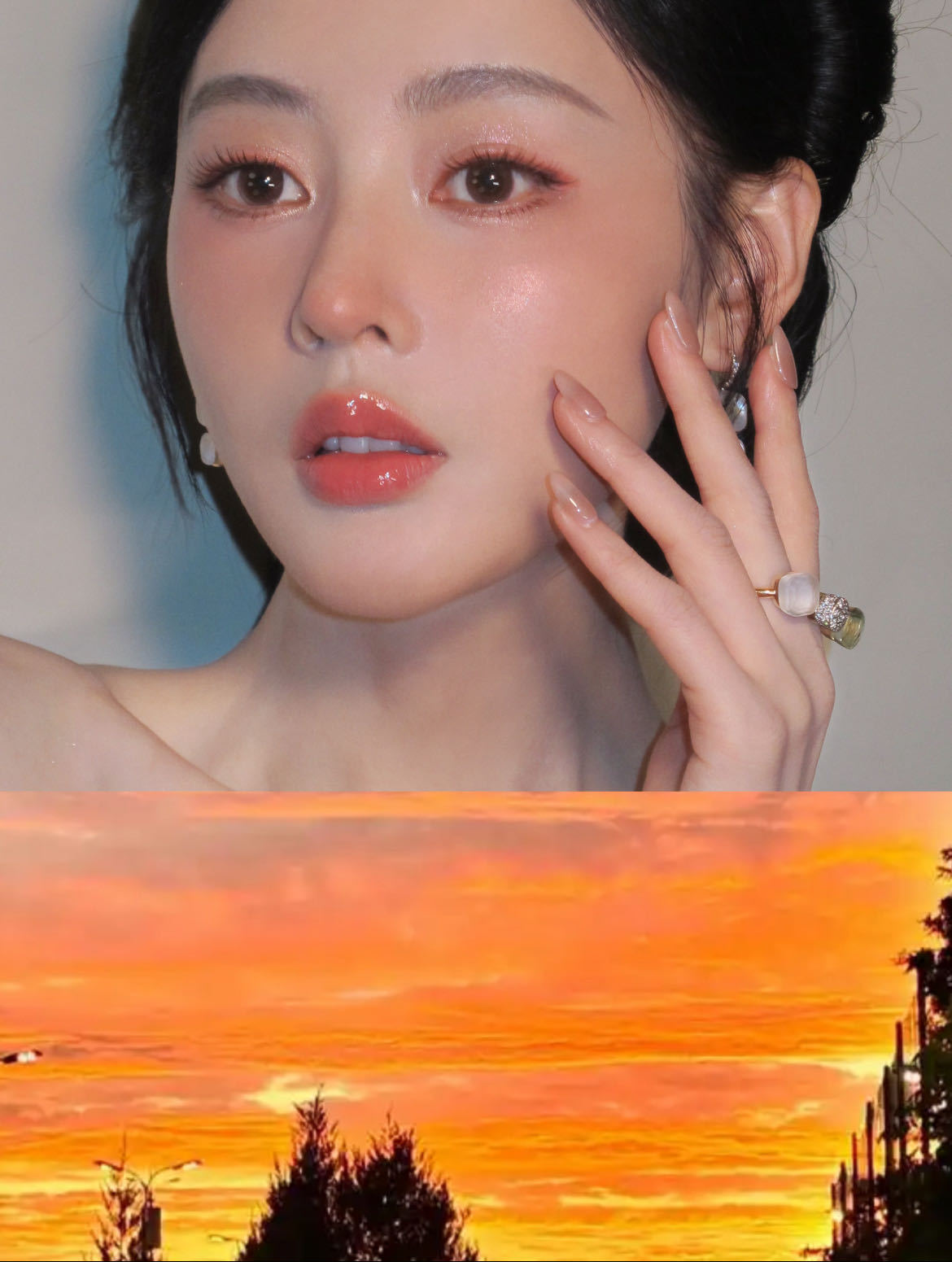 张天爱落日霞光妆气血感好足她落日霞光妆太绝，气血感扑面而来，元气似从肌底透出，