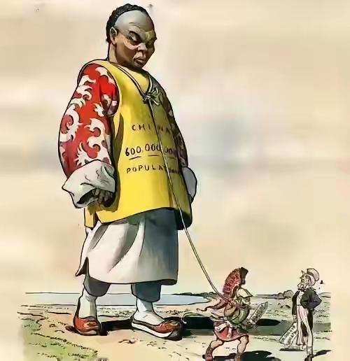 这是美国曾经的封面巨人被虾兵蟹将牵着走，一百多年前的耻辱。资本家牵着个大钱