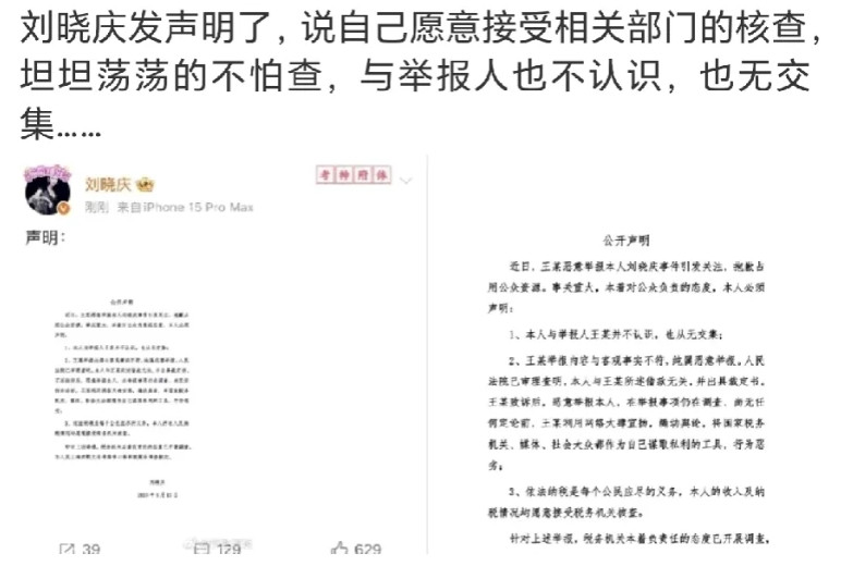 庆奶回复：我没有偷税漏税！！恭喜《折腰》安全了！！刘晓庆这一次很刚，直面被人