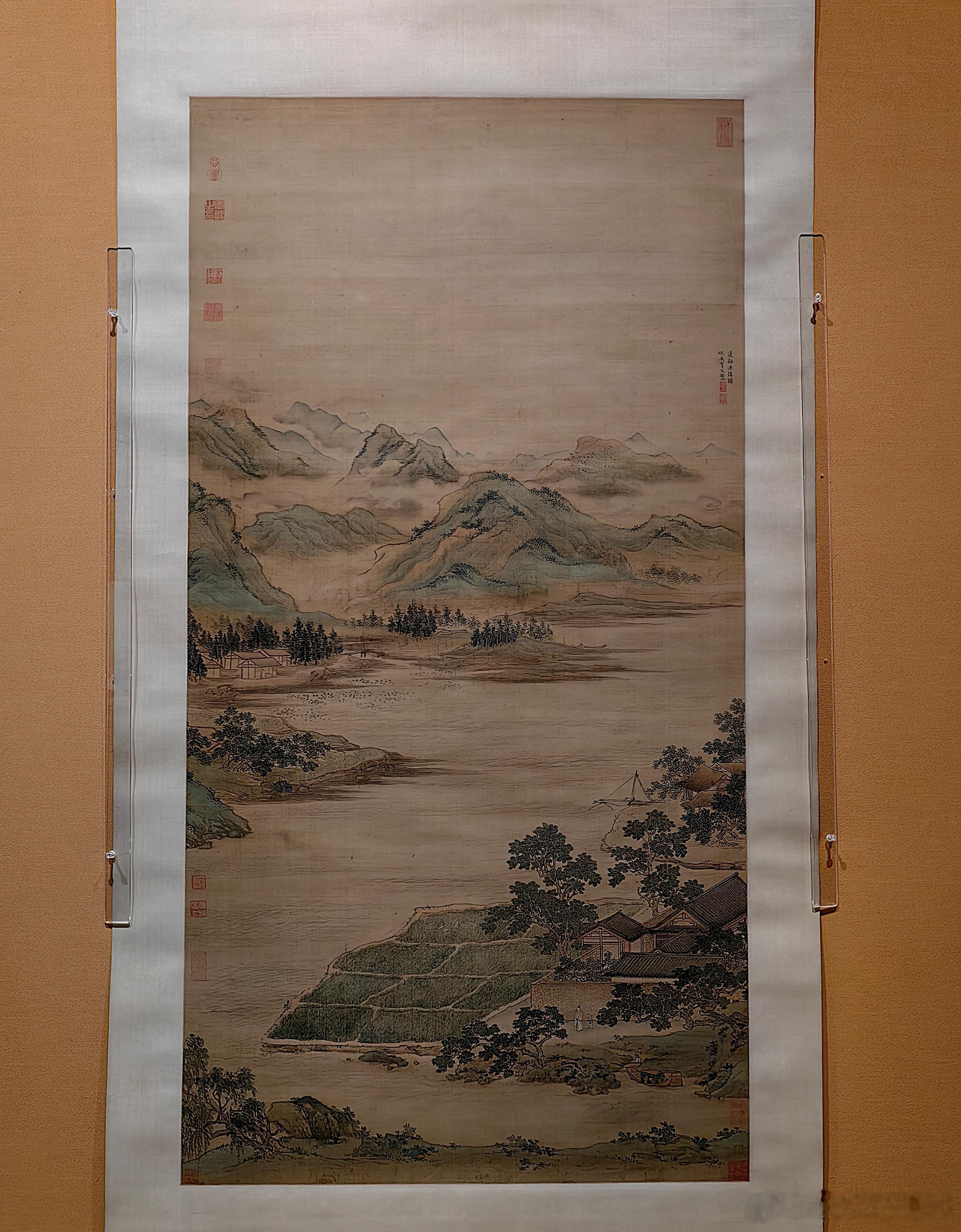 莲溪渔隐图轴明(公元1368-1644年)故宫博物院藏仇英创作的绢本设色画,是