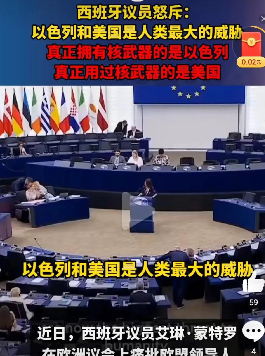 欧洲议会因以伊冲突吵疯了！议会上，因欧洲议会领导人力挺以色列遭到女议员怒怼，这