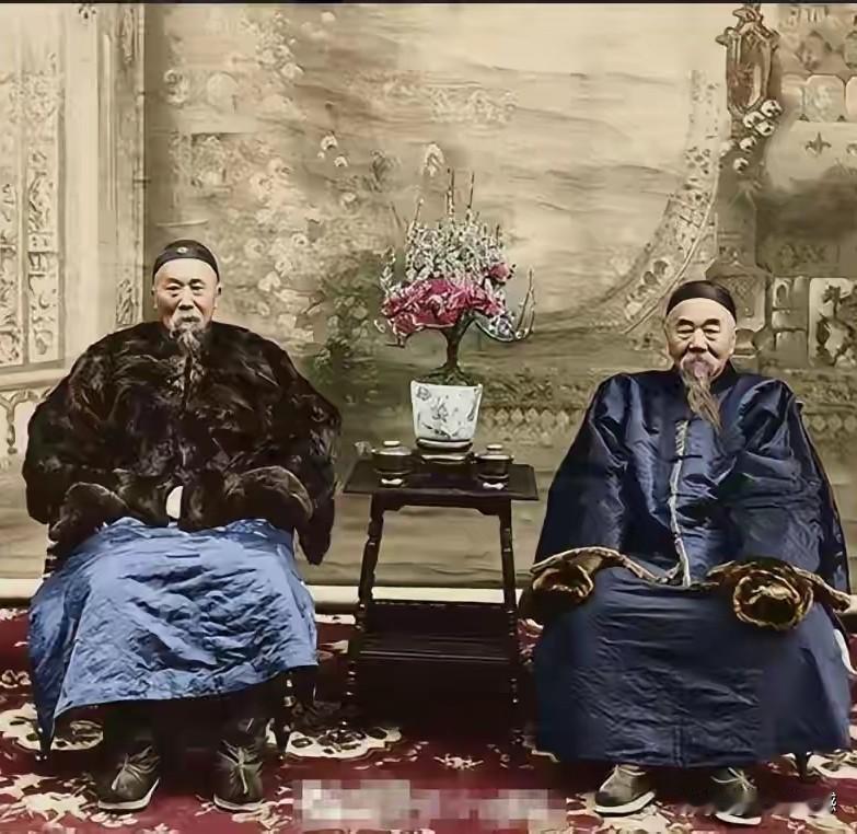 李鸿章穿的貂，看起来相当的名贵！在李鸿章和哥哥的合影中，李鸿章上衣穿的好像是一件