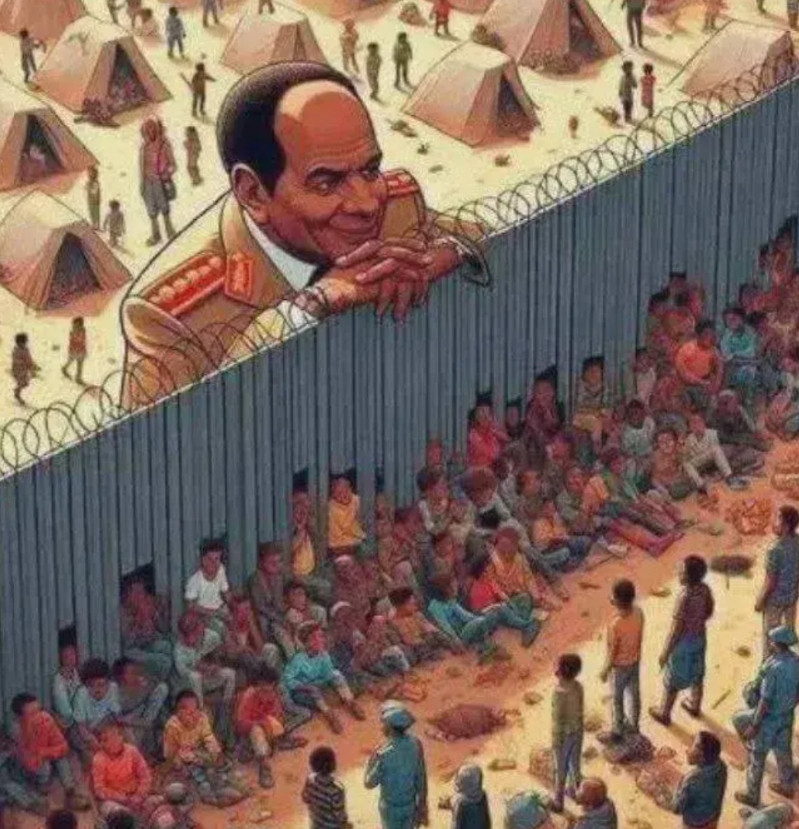 伊朗一频道发了幅漫画，针对埃及外长。因为昨天埃及外长批评了不少国家，说它们看着加