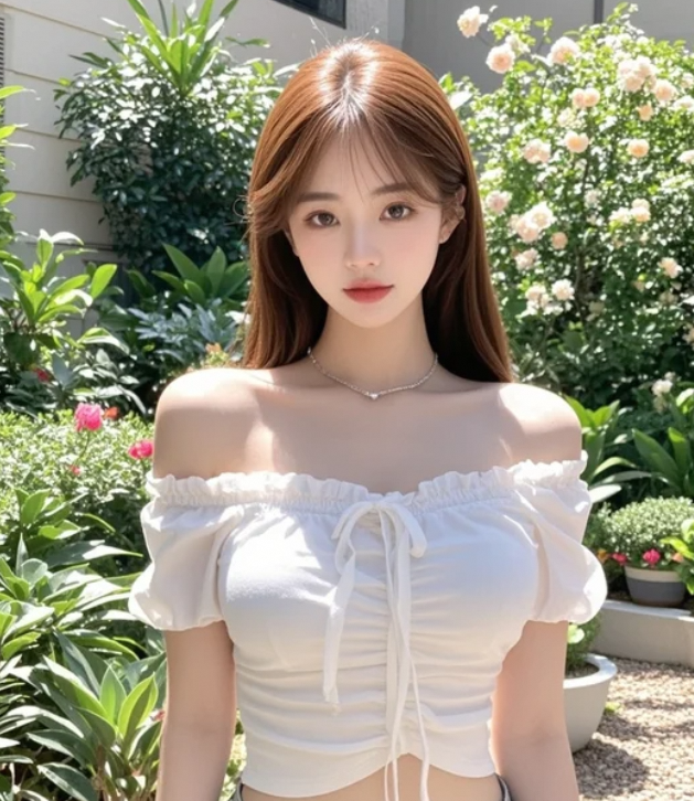 她低头嗅花香，连风也安静下来
