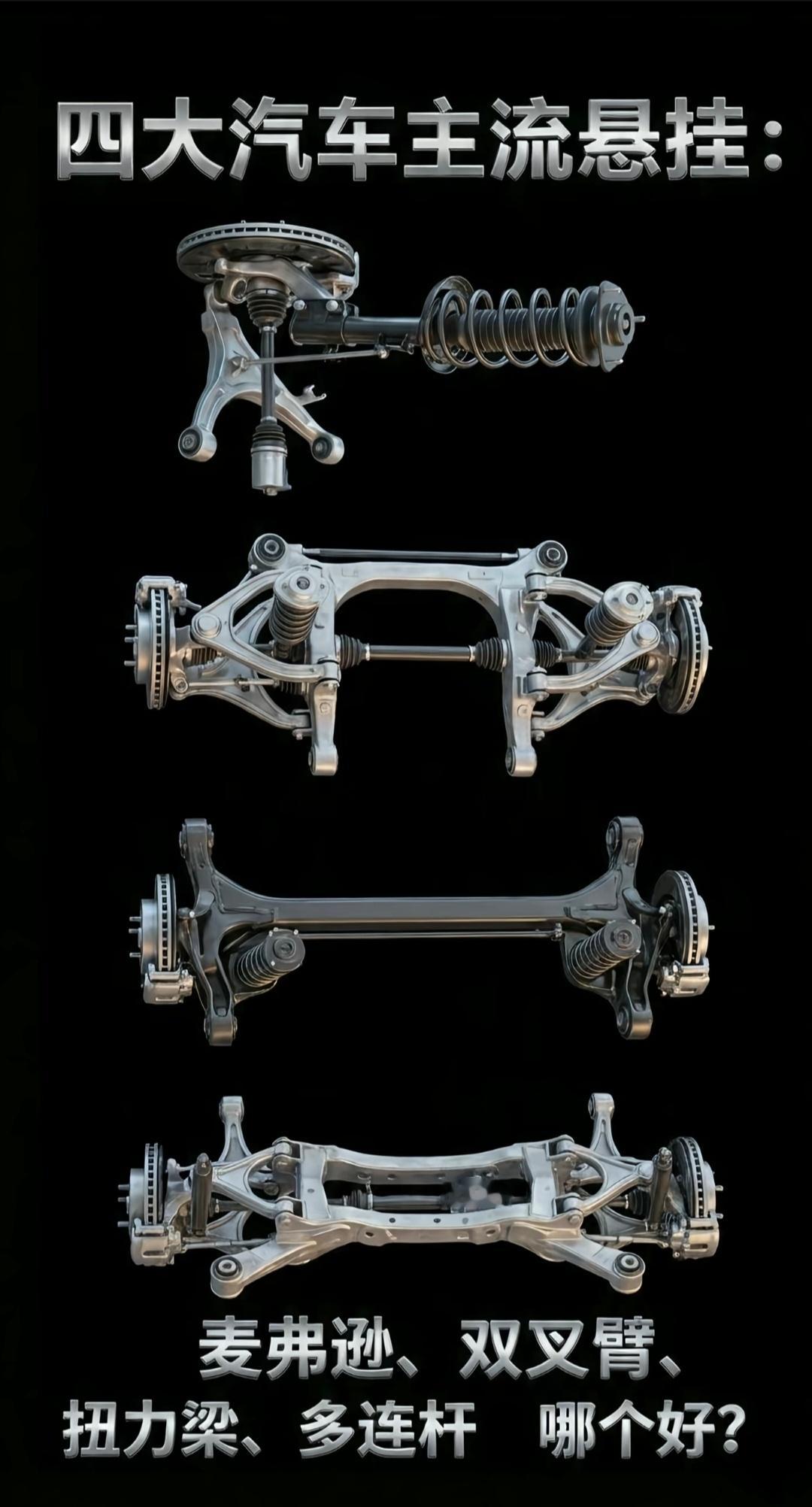 悬架这事，别光听厂家吹，得看调校麦弗逊老被说廉价，其实挺冤的。全球60%的车都在