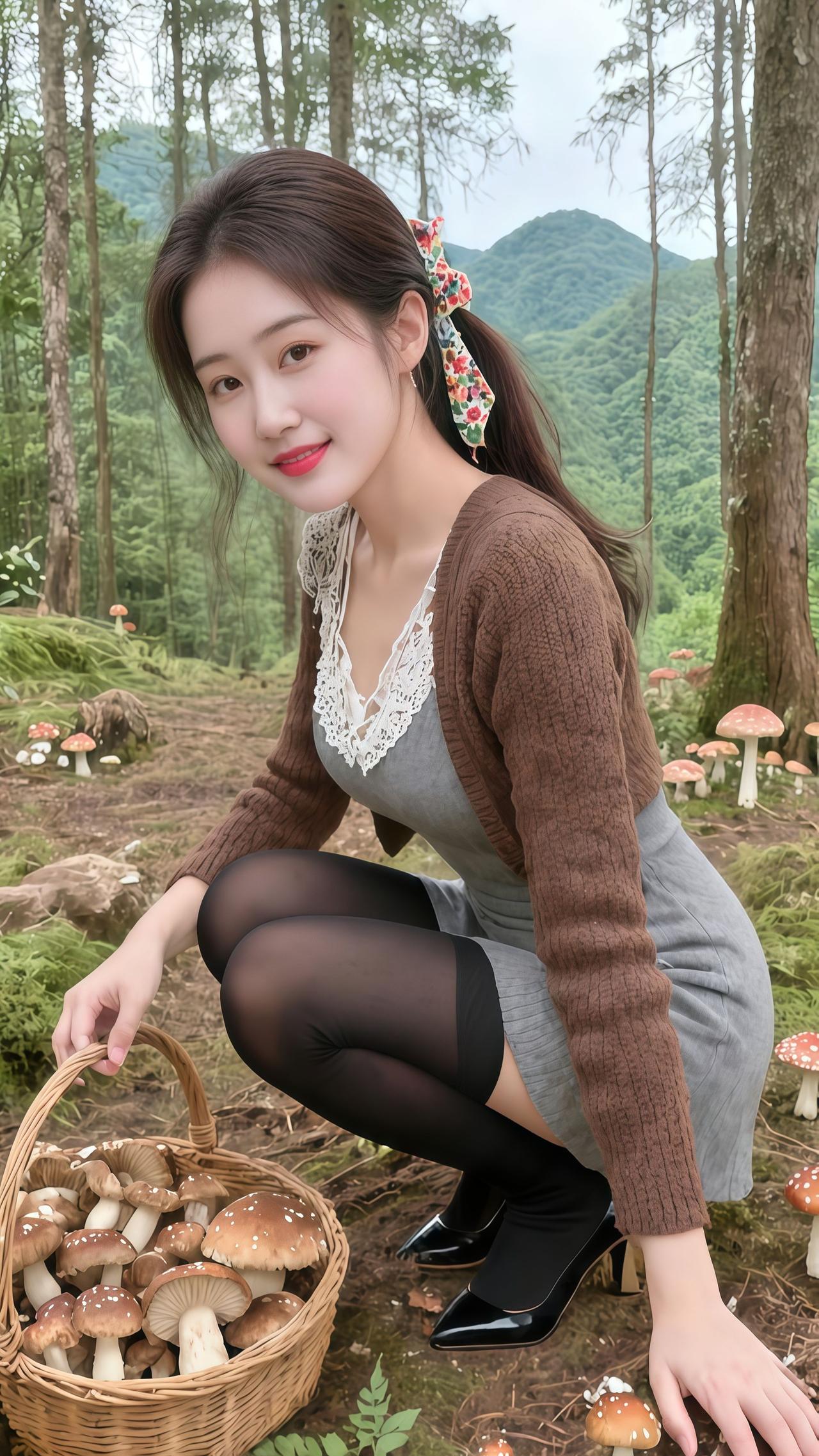 山里姑娘清纯甜美户外风景