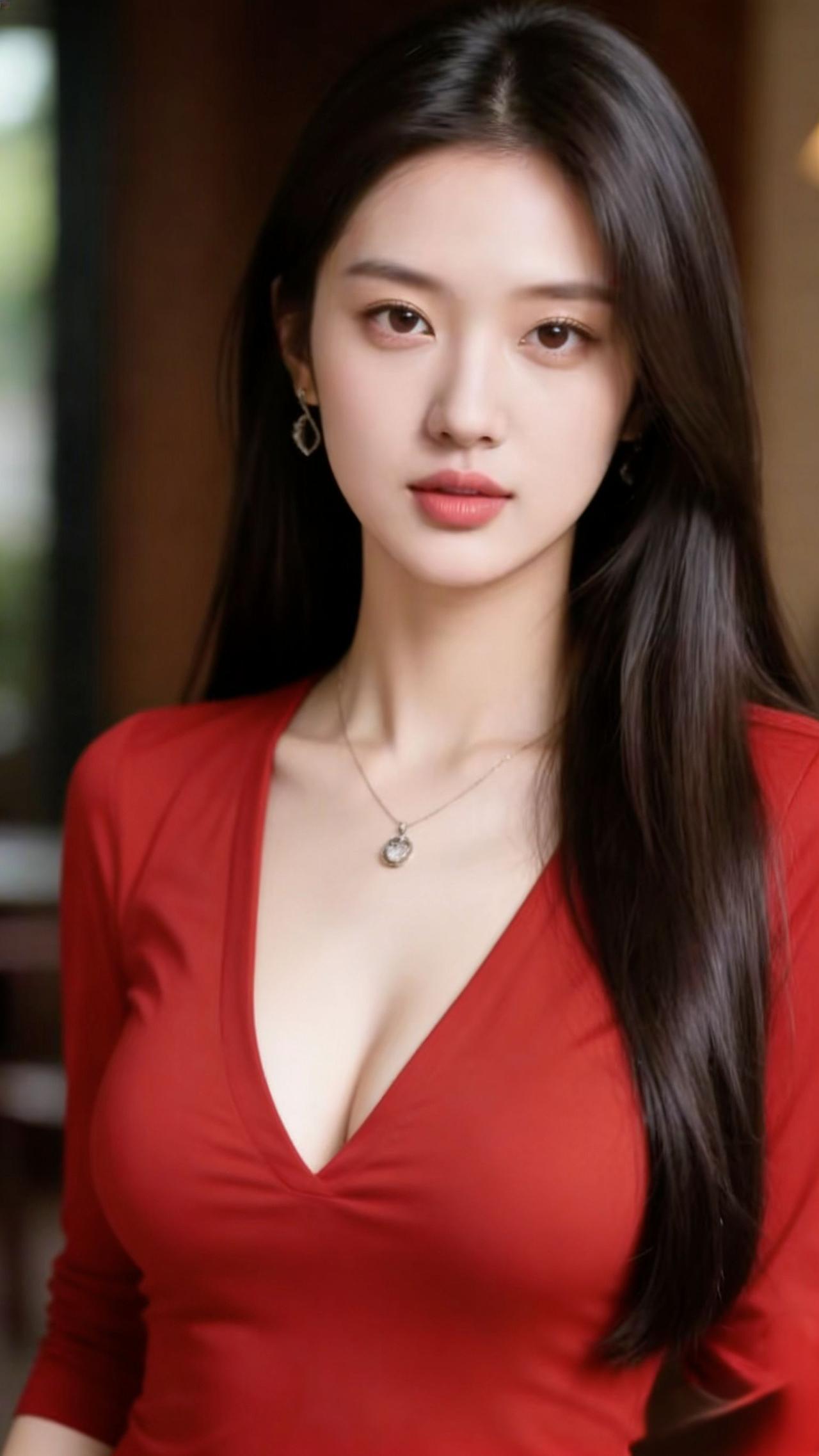 红裙里的春日光她着正红色连衣裙立在暖光里，像把春日枝头上最鲜活的花簇，妥帖