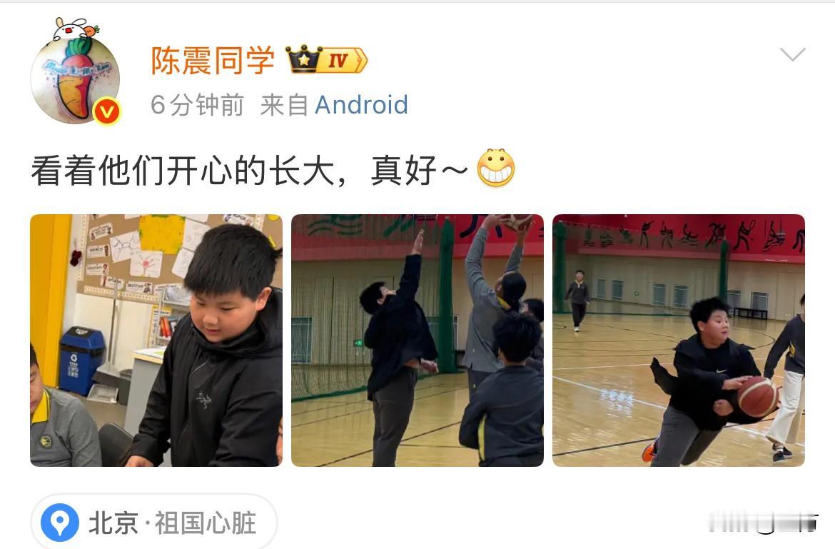 陈震再晒小儿子！已经深夜了，陈震张儿子运动的照片，他这个小儿子虽然看起来胖胖