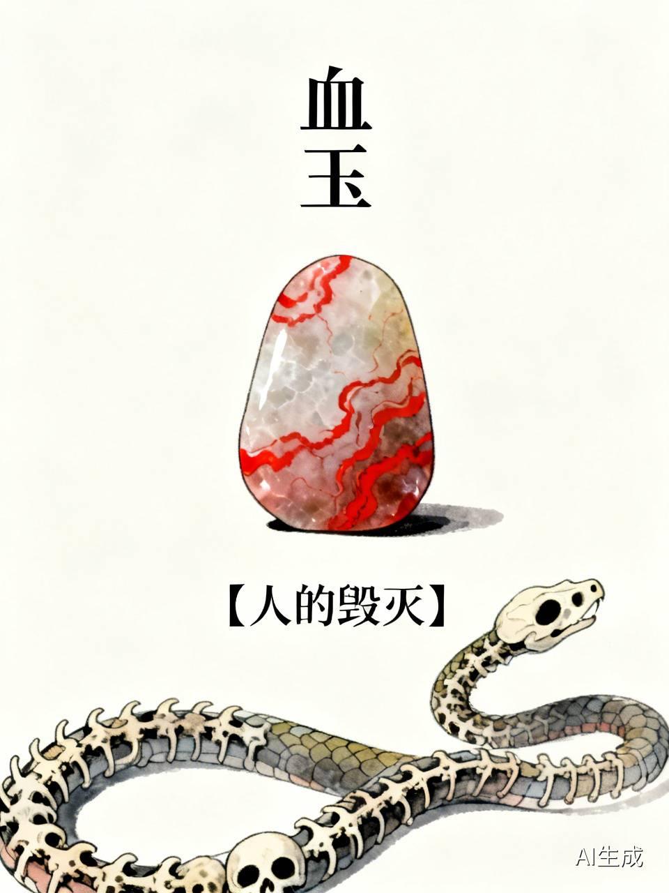 江湖怪谈•荒诞志303血玉玉匠雕出一块血玉，玉中似有活物游动。权贵争相抢夺，得