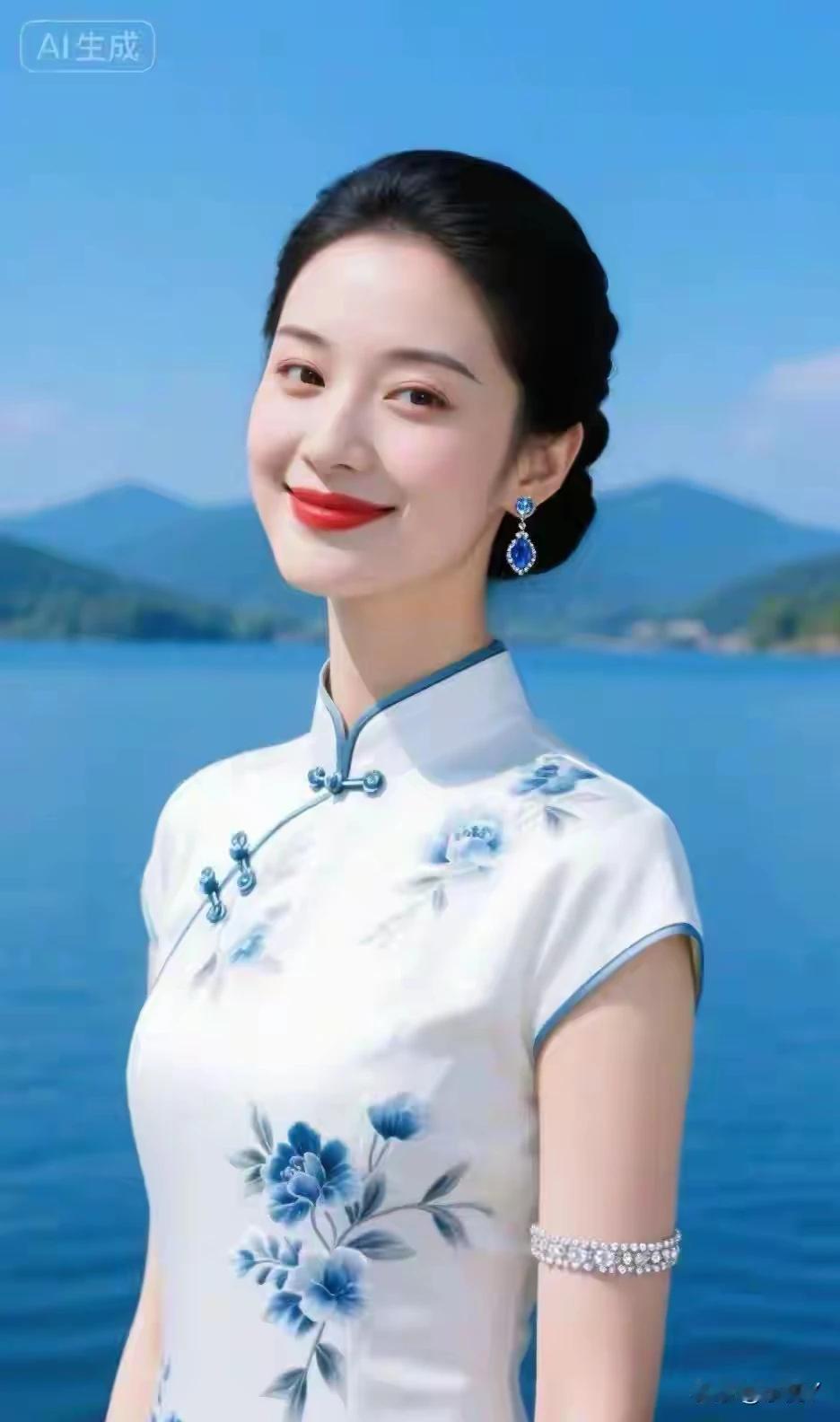 东方佳丽，旗袍美人。贴身裁剪，凸显性感。江南水乡，流动风景。墨花旗袍，肤