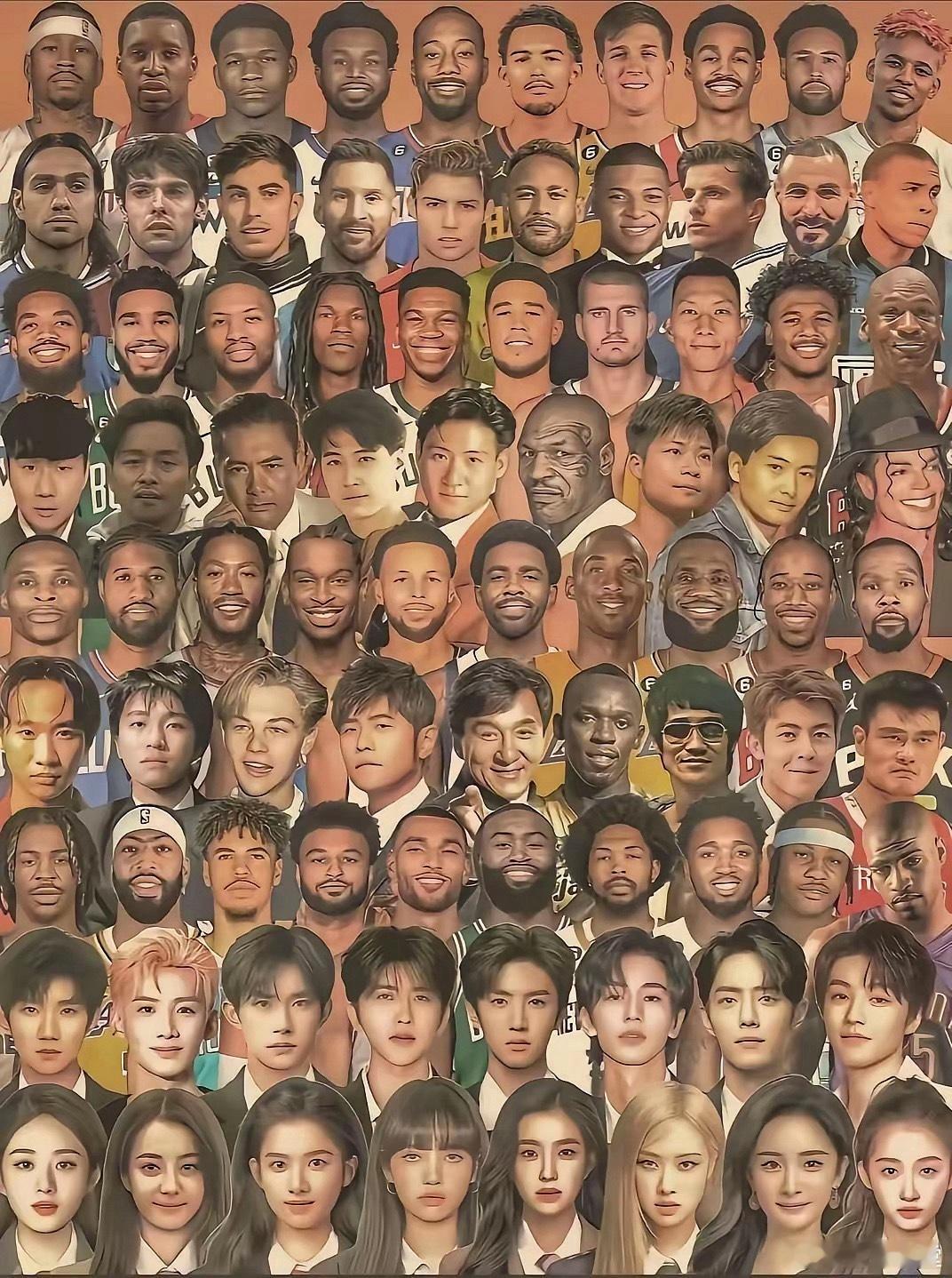 这么多的名人你能够一眼看到谁？我第一眼看到的是成龙，因为他的头像比较大，比较出众