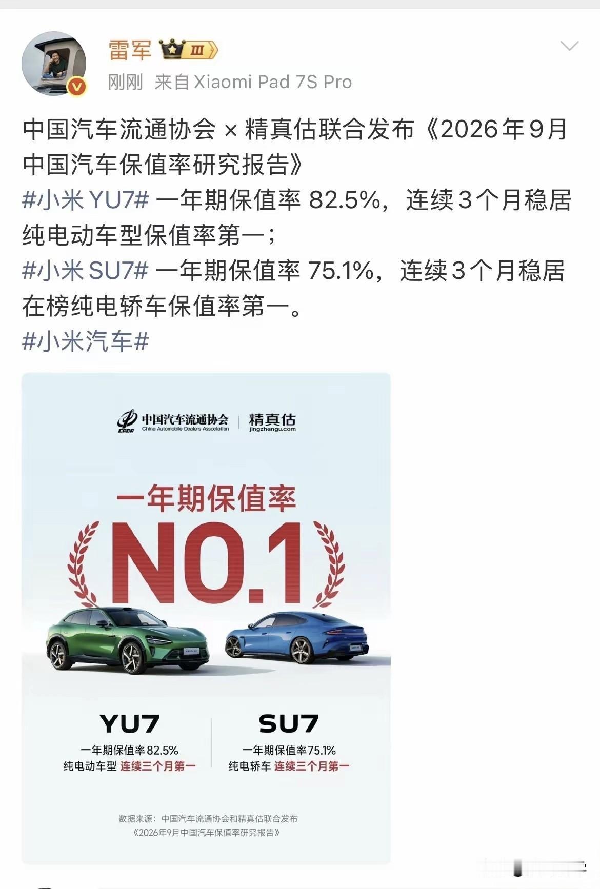 看一看你手中的小米汽车一年后值多少钱？由中国汽车流通协会×精真估联合发布《20