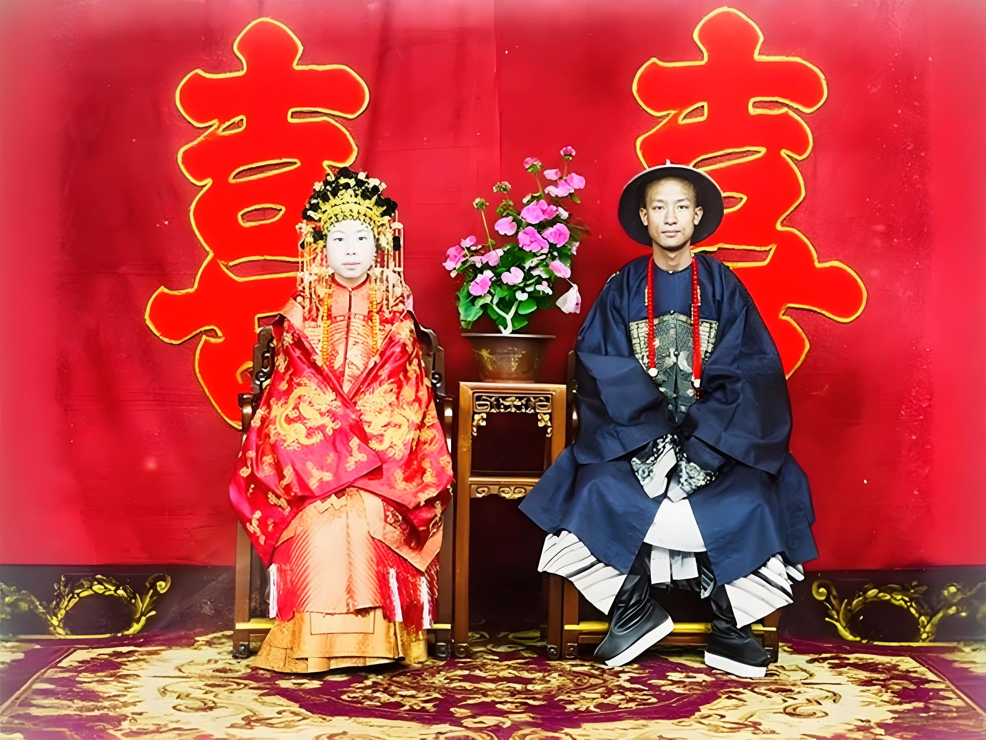 1870年，曾国藩孙女曾广珣与吴永的婚礼合影
