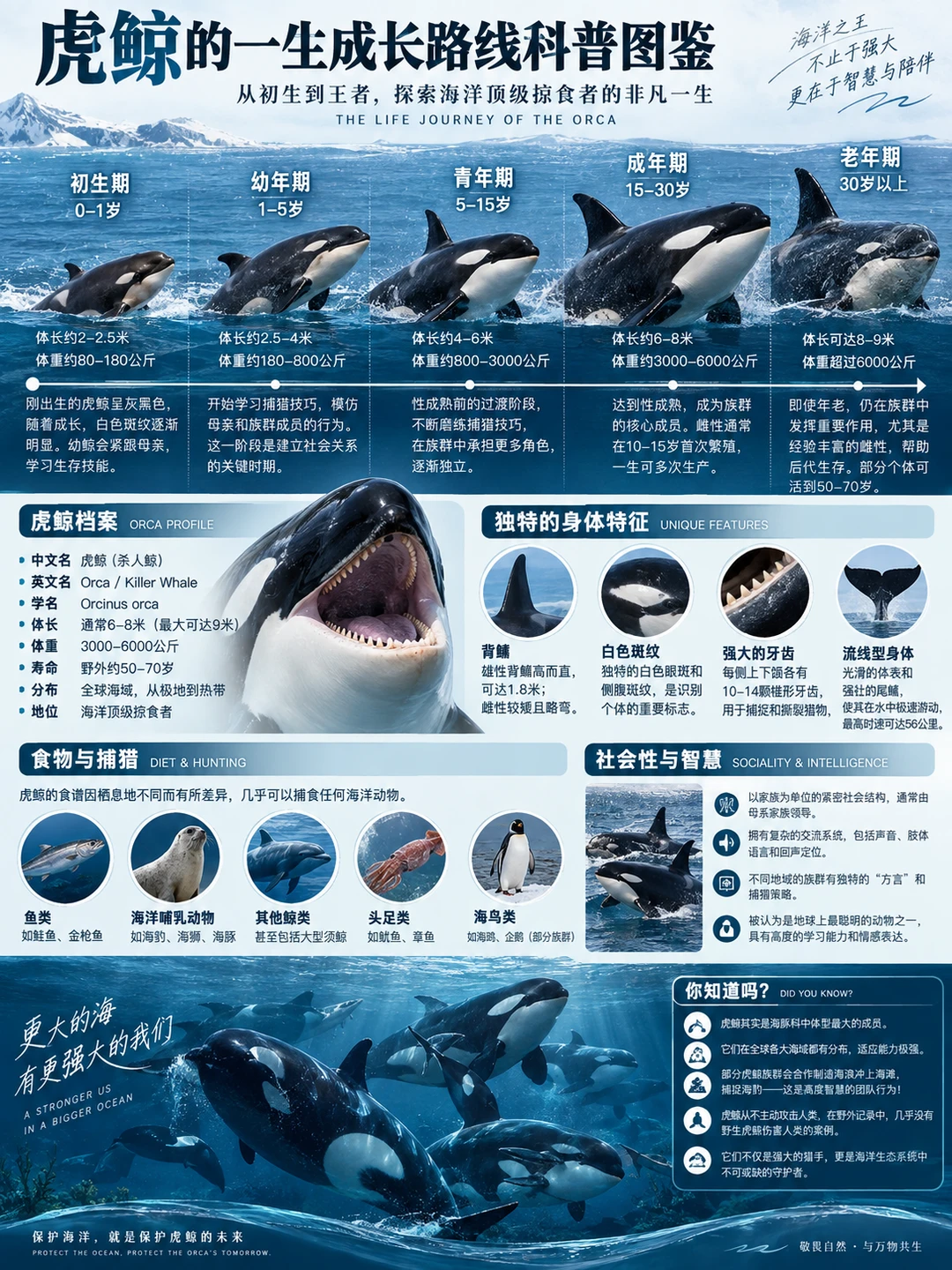 海洋王者虎鲸的一生|从幼崽到群族首领