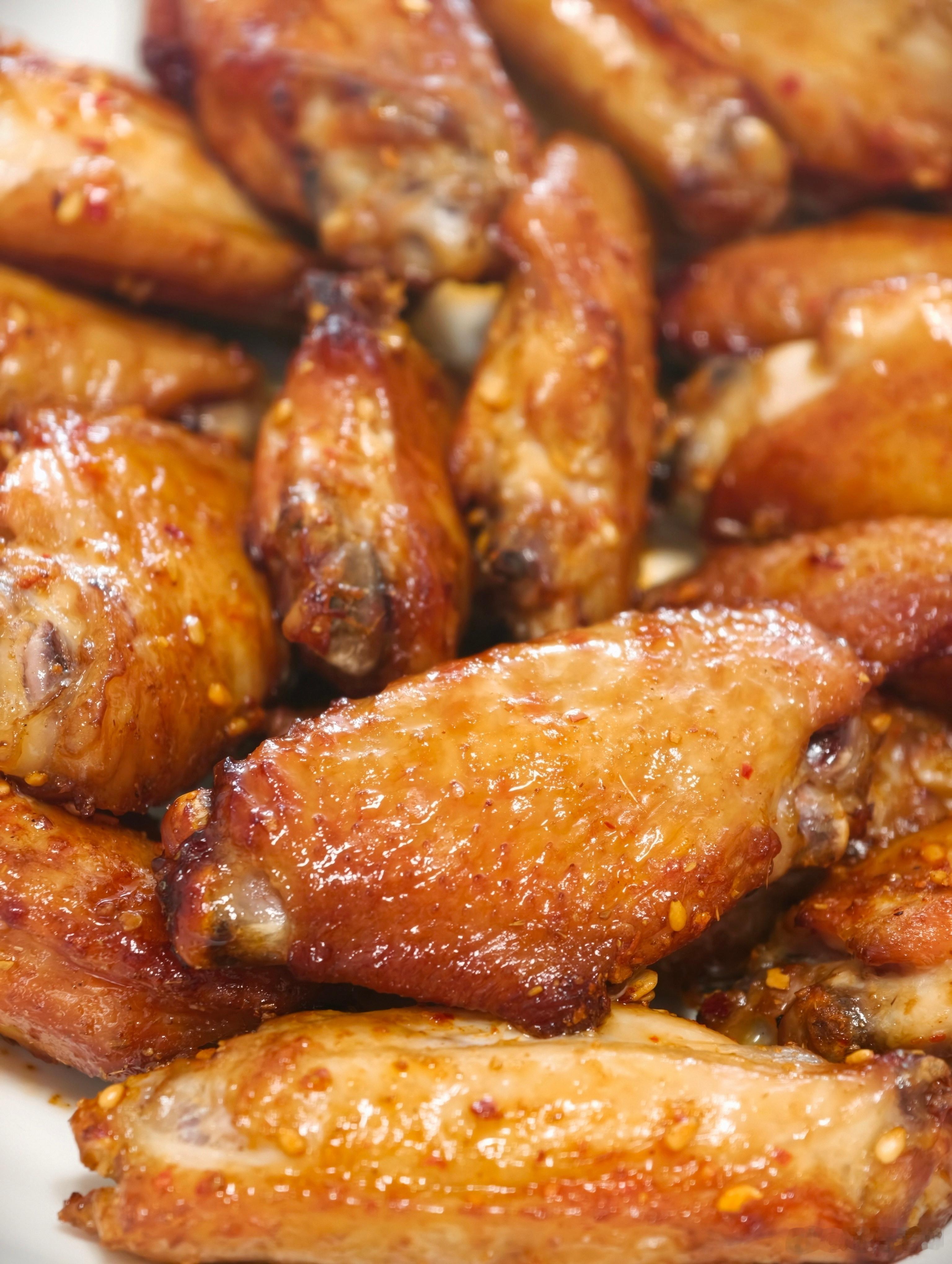 空气炸锅秘制烤鸡翅出炉，好吃简单！鸡翅洗净，倒点料酒和味极鲜稍微腌制，喷点油，放