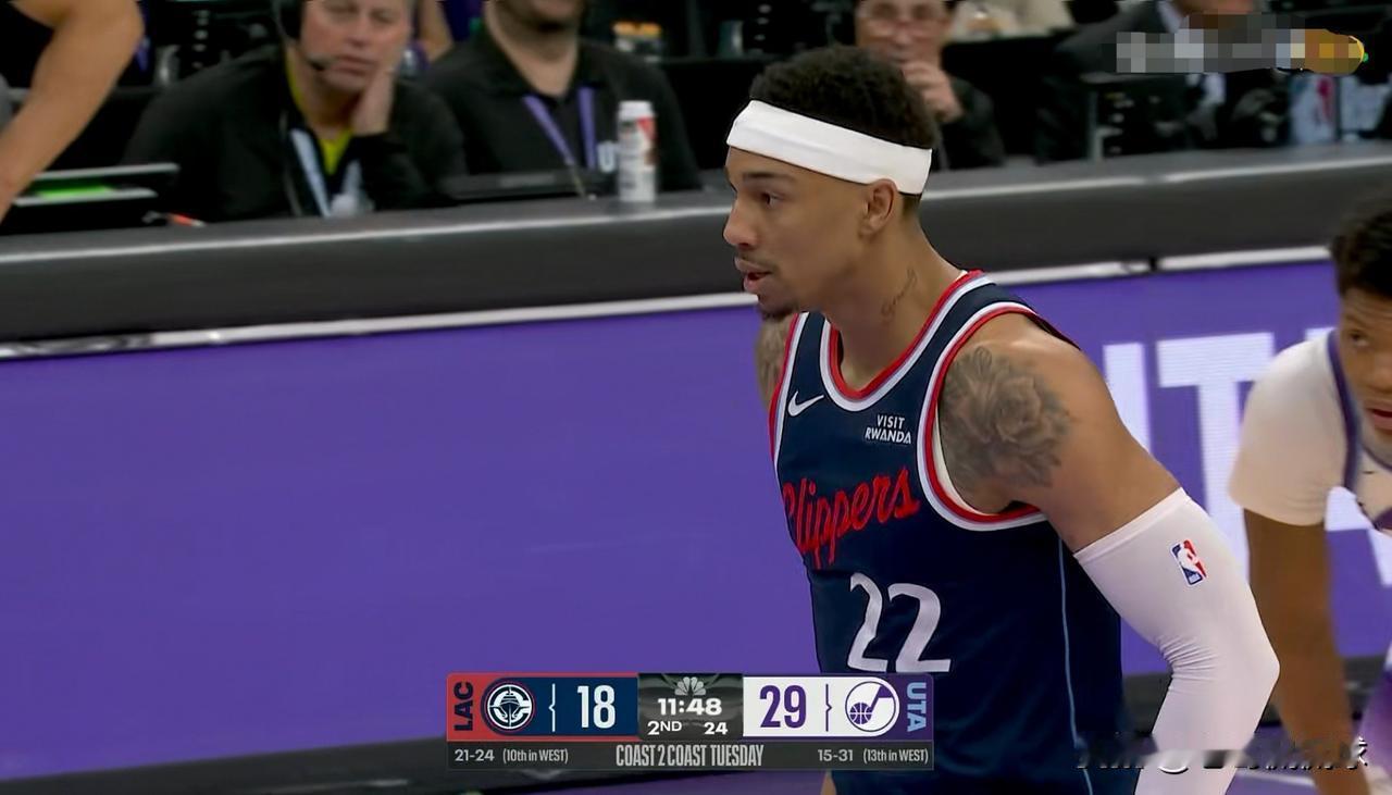 快船新星乔丹-米勒终于拉胯了一回！虽然今天快船在客场以115：103击败爵士，但