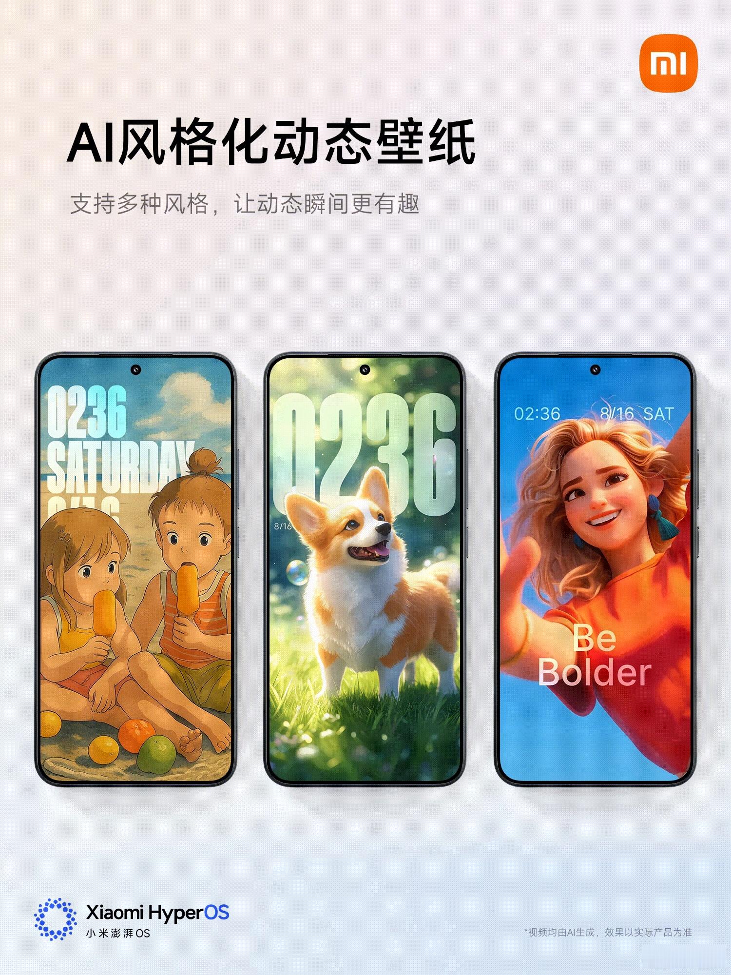 小米澎湃os3今日发布小米澎湃OS3生命感美学再升级！AI动态化风格壁纸｜不仅
