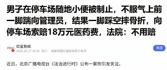 真是活久见！自己不守规矩还动手伤人，摔成骨折反倒要别人买单，天下哪有这样的道理？